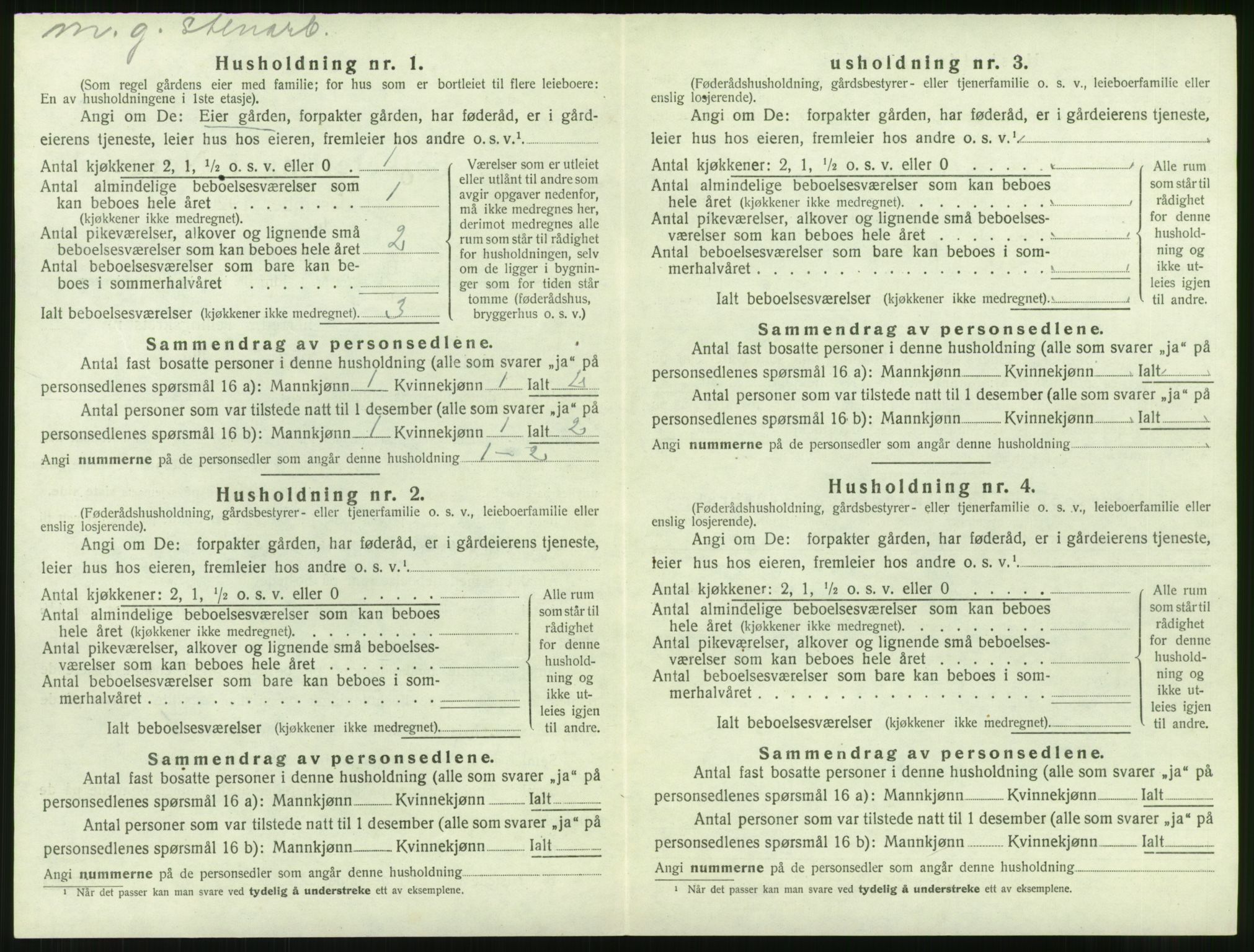 SAST, 1920 census for Klepp, 1920, p. 1187