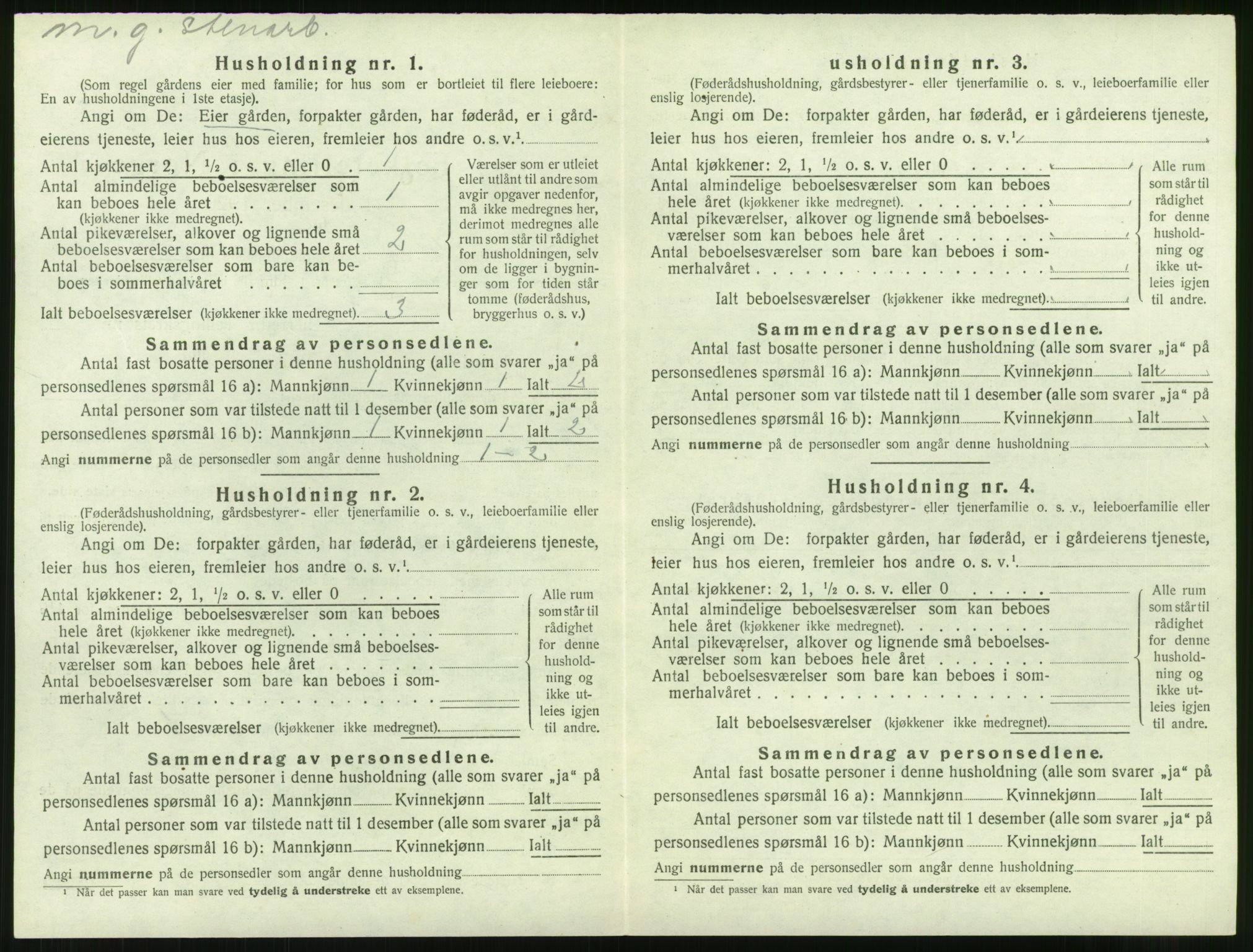 SAST, 1920 census for Klepp, 1920, p. 1187