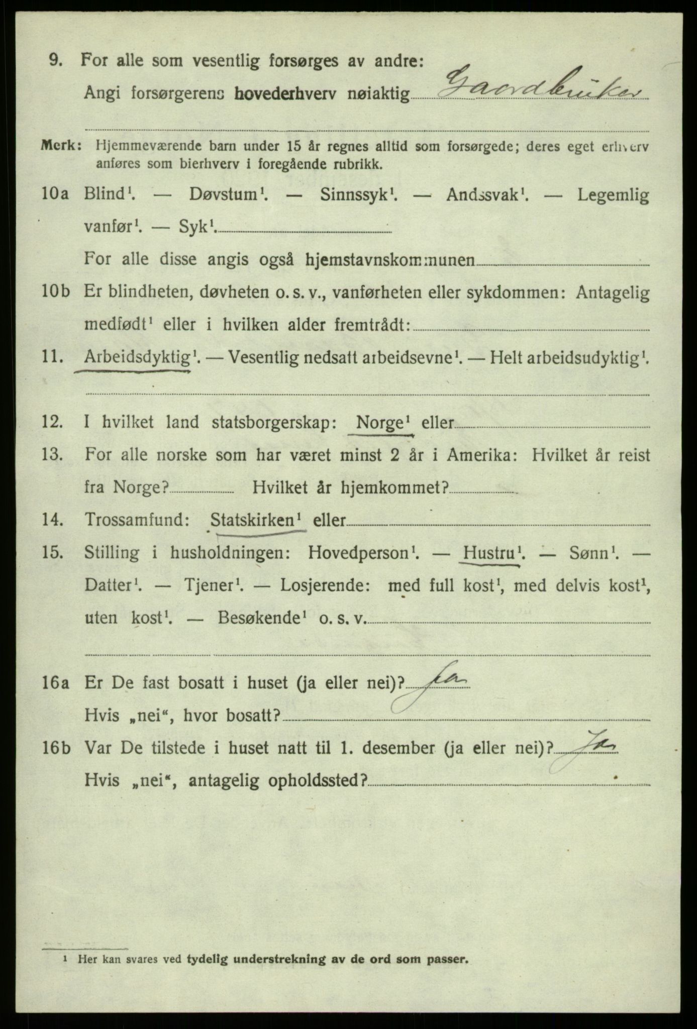 SAB, 1920 census for Eidfjord, 1920, p. 985