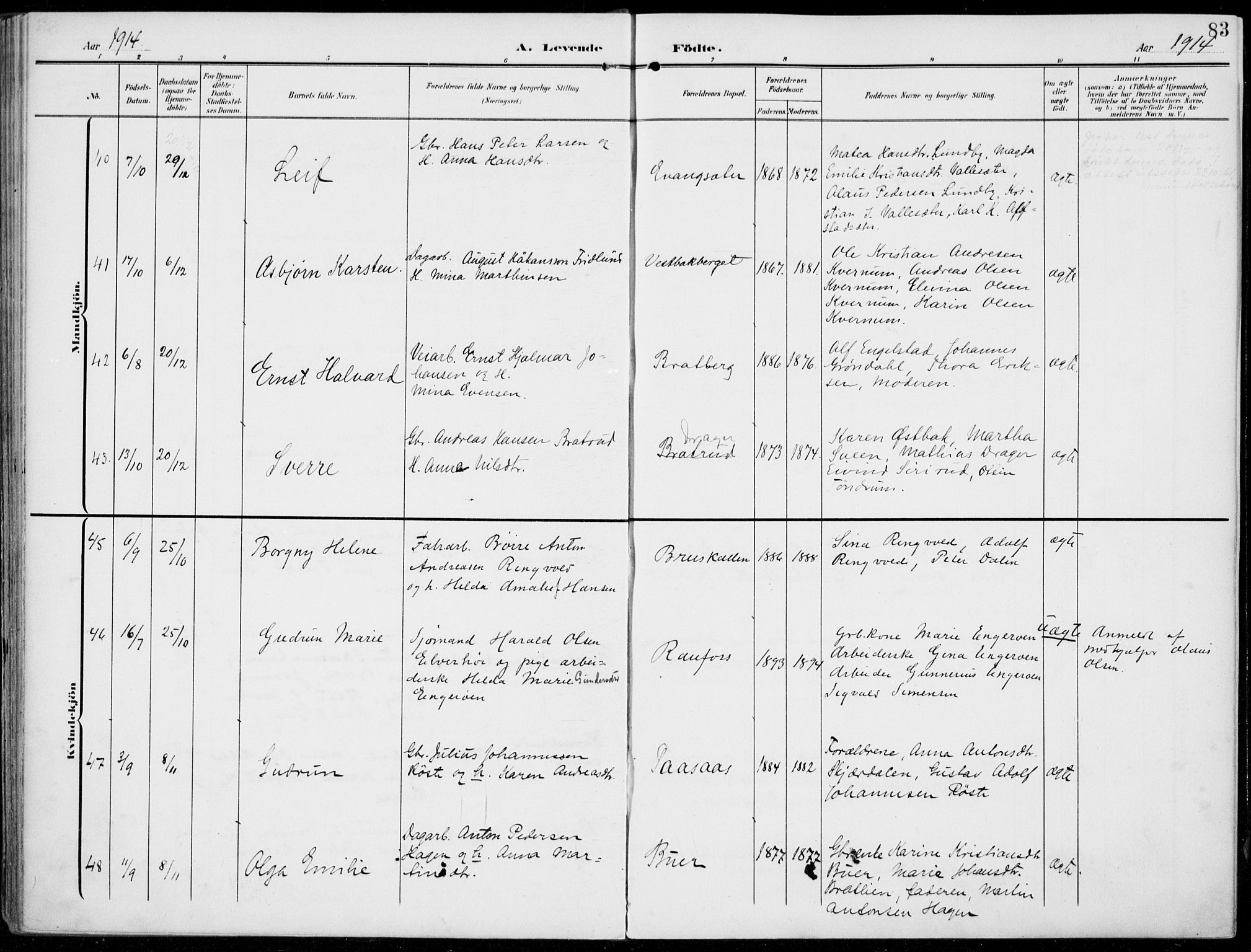 Vestre Toten prestekontor, AV/SAH-PREST-108/H/Ha/Haa/L0014: Parish register (official) no. 14, 1907-1920, p. 83