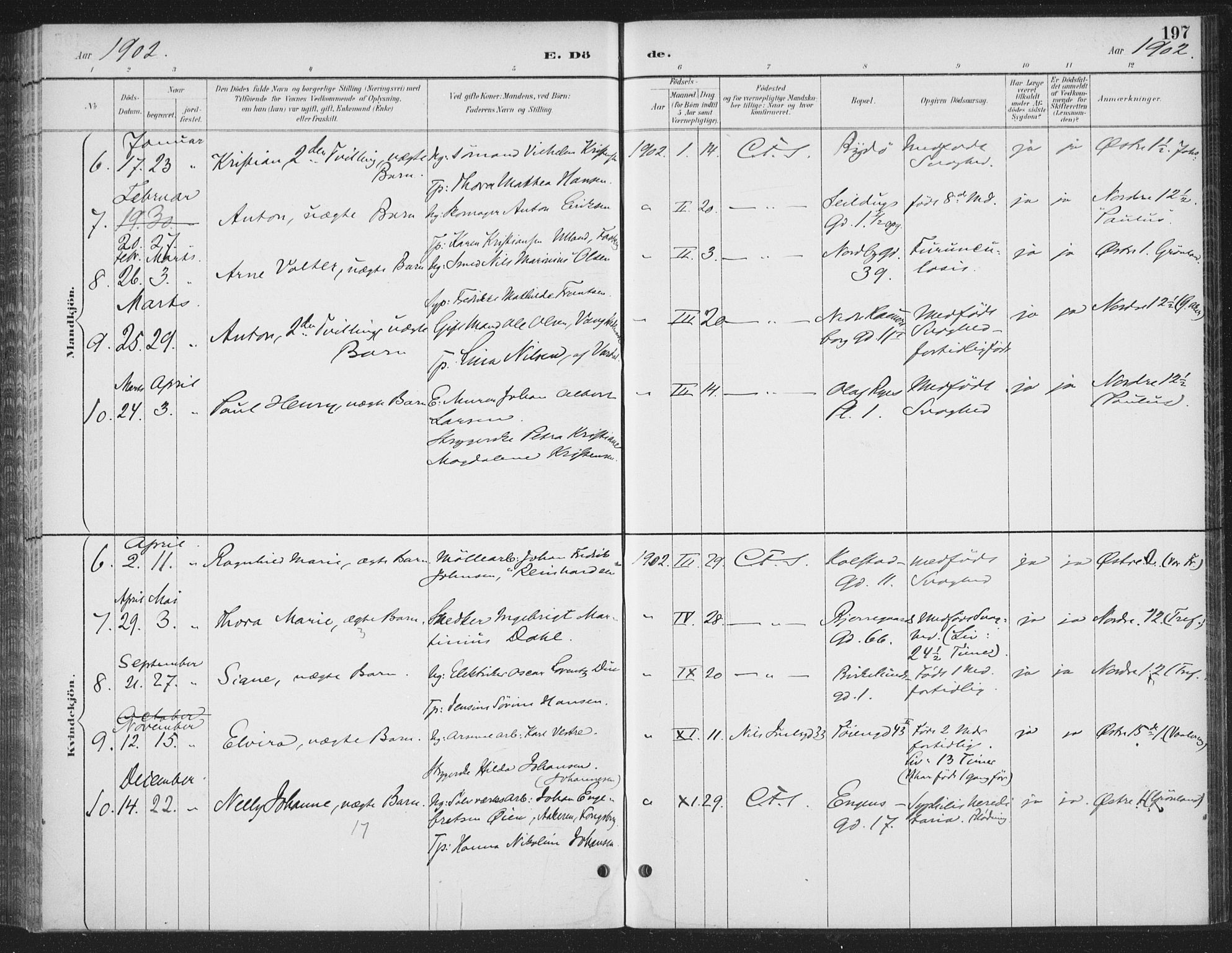 Rikshospitalet prestekontor Kirkebøker, AV/SAO-A-10309b/F/L0010: Parish register (official) no. 10, 1888-1912, p. 197