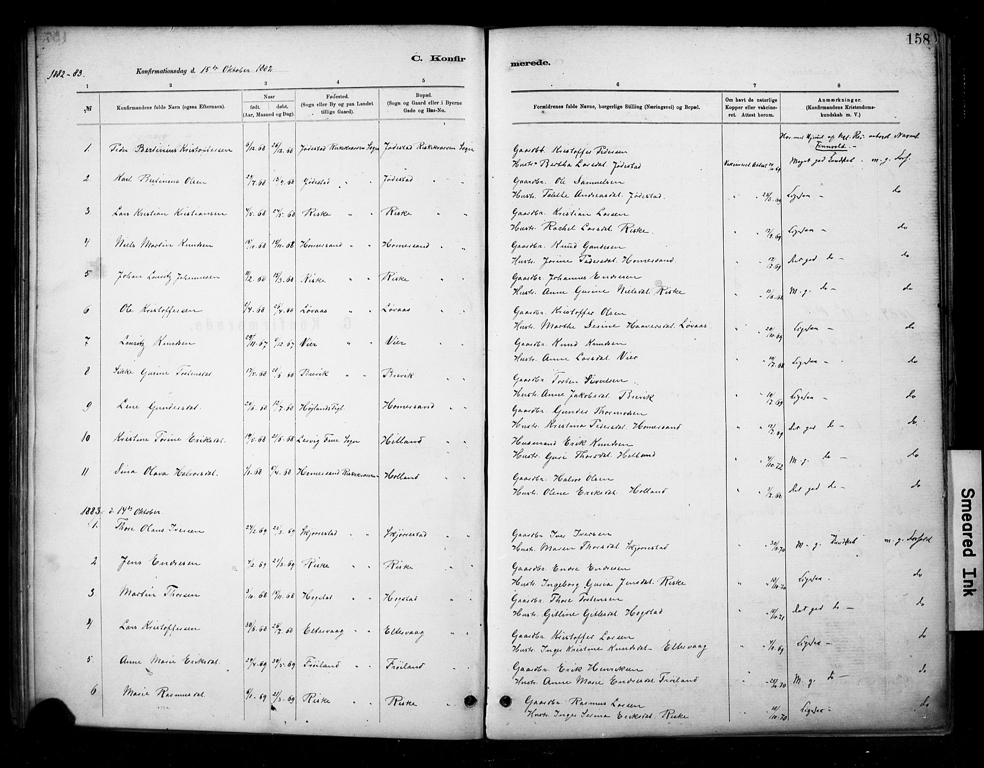 Hetland sokneprestkontor, SAST/A-101826/30/30BA/L0010: Parish register (official) no. A 10, 1882-1925, p. 158