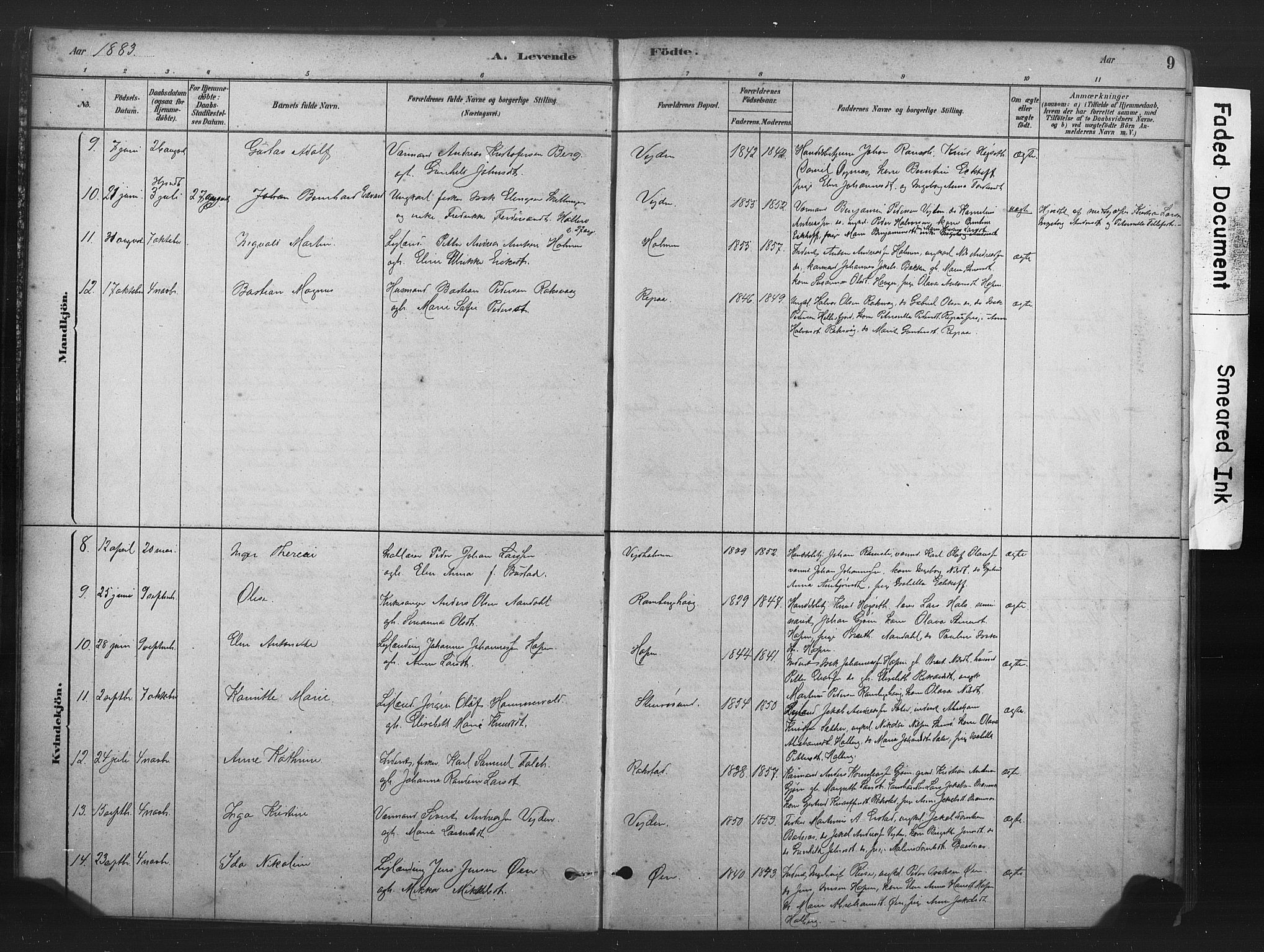 Ministerialprotokoller, klokkerbøker og fødselsregistre - Møre og Romsdal, SAT/A-1454/583/L0954: Parish register (official) no. 583A01, 1880-1906, p. 9