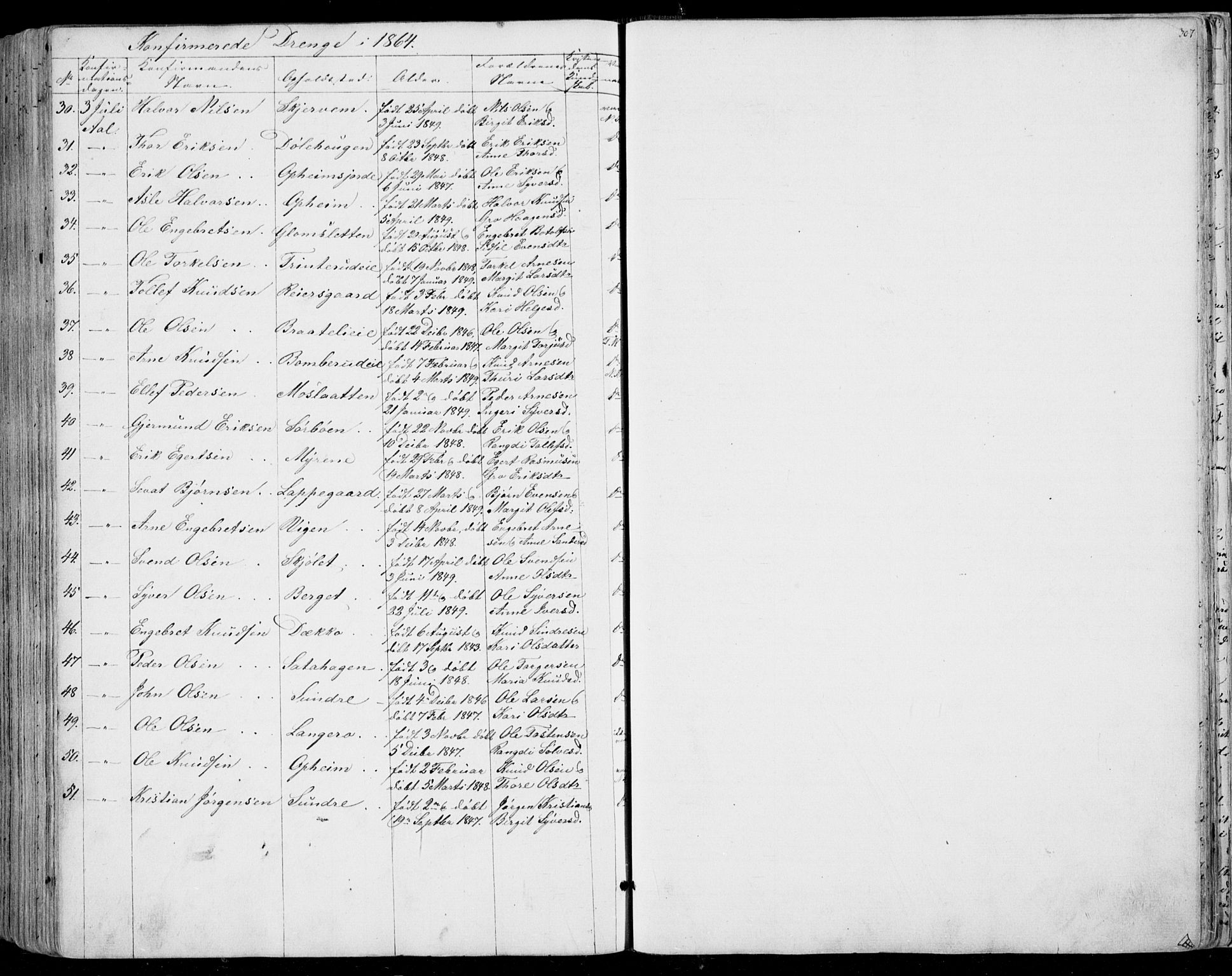 Ål kirkebøker, AV/SAKO-A-249/F/Fa/L0006: Parish register (official) no. I 6, 1849-1864, p. 307