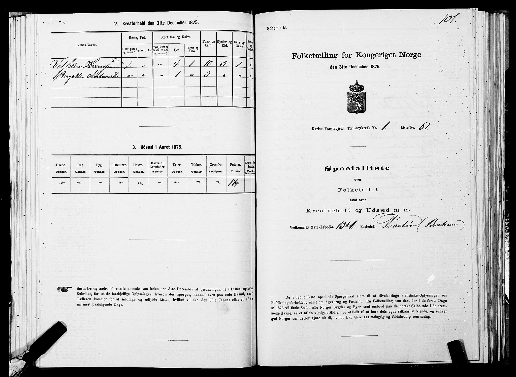 SATØ, 1875 census for 1936P Karlsøy, 1875, p. 1101