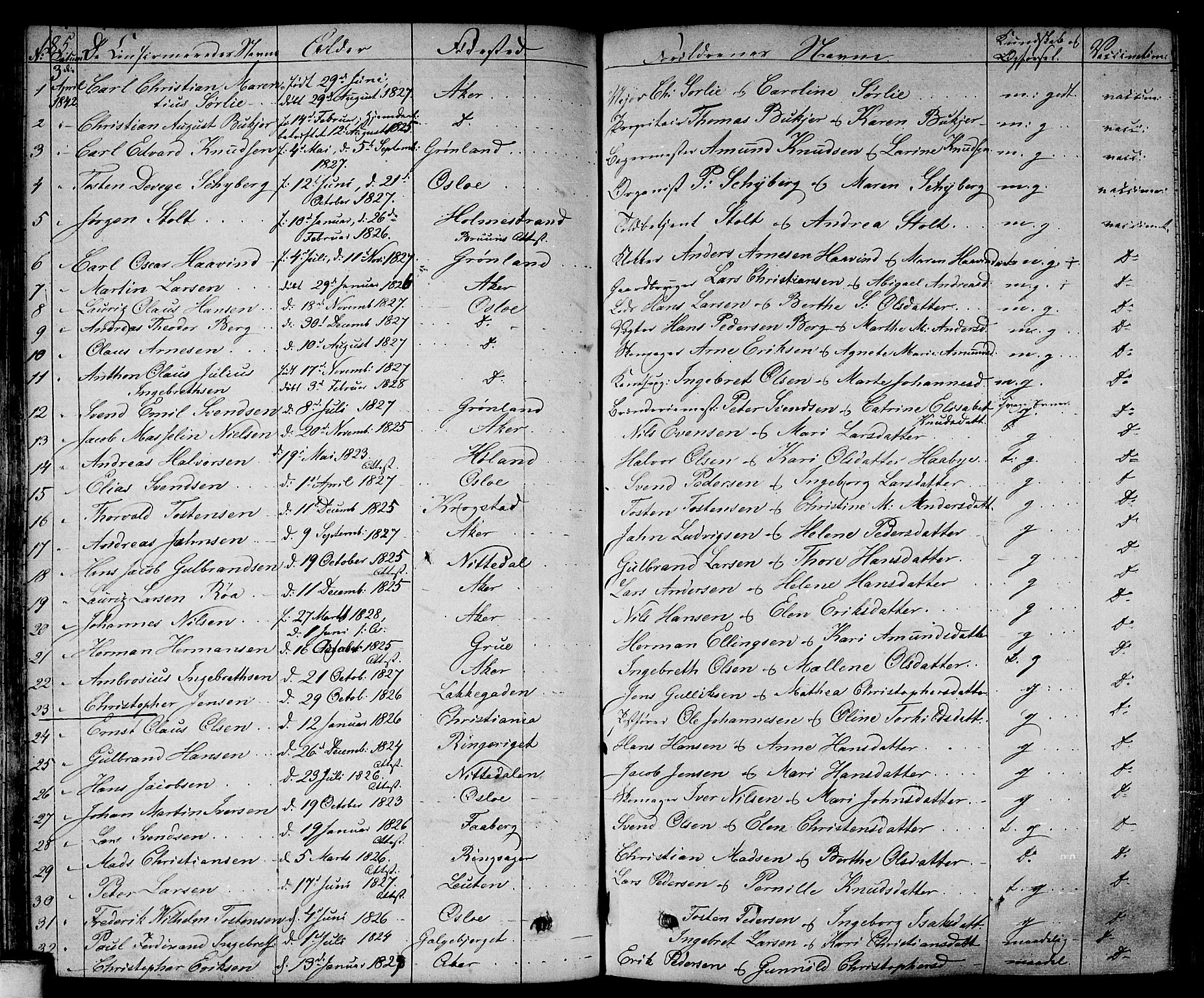 Gamlebyen prestekontor Kirkebøker, SAO/A-10884/F/Fa/L0003: Parish register (official) no. 3, 1829-1849, p. 185