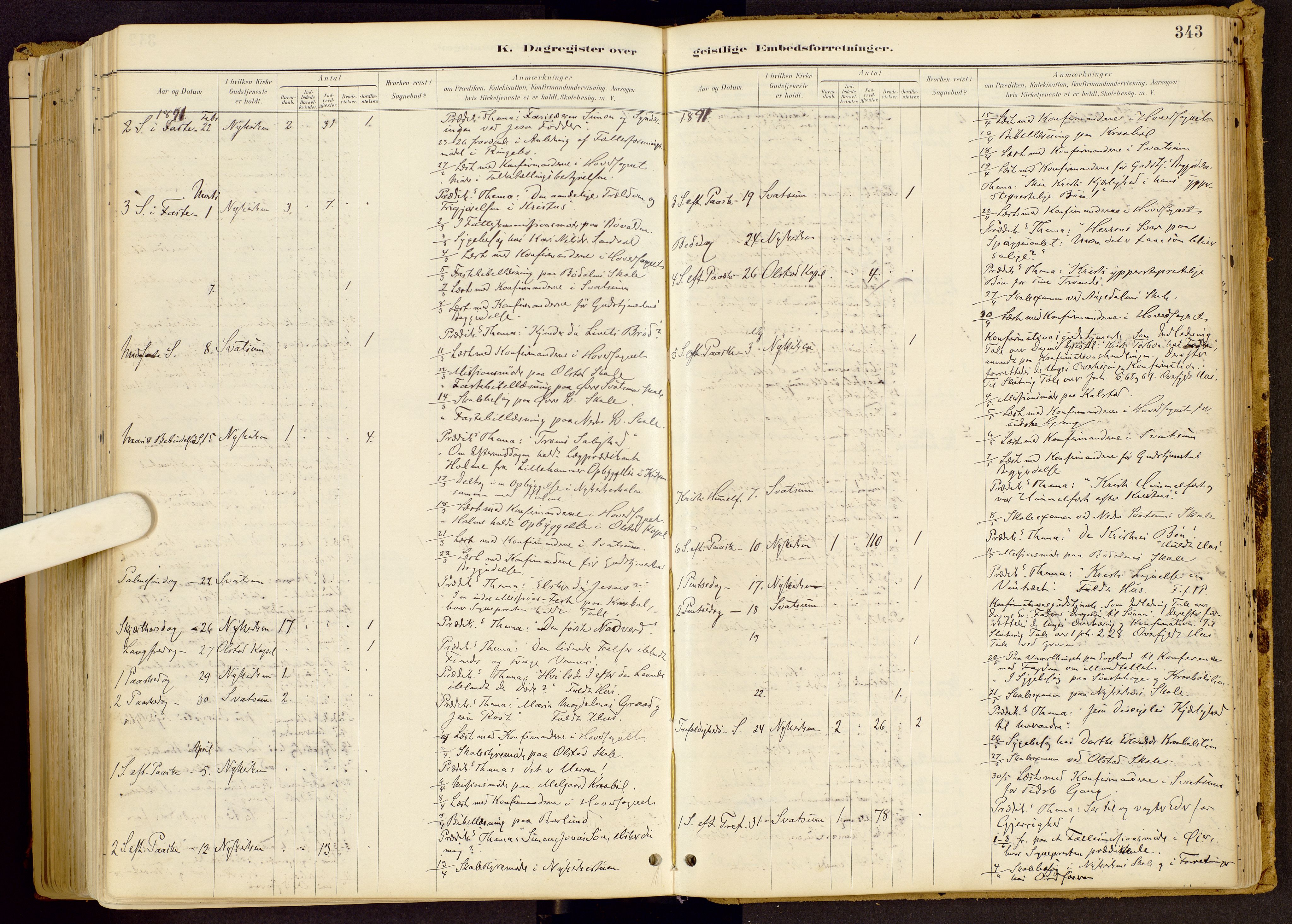 Vestre Gausdal prestekontor, SAH/PREST-094/H/Ha/Haa/L0001: Parish register (official) no. 1, 1887-1914, p. 343