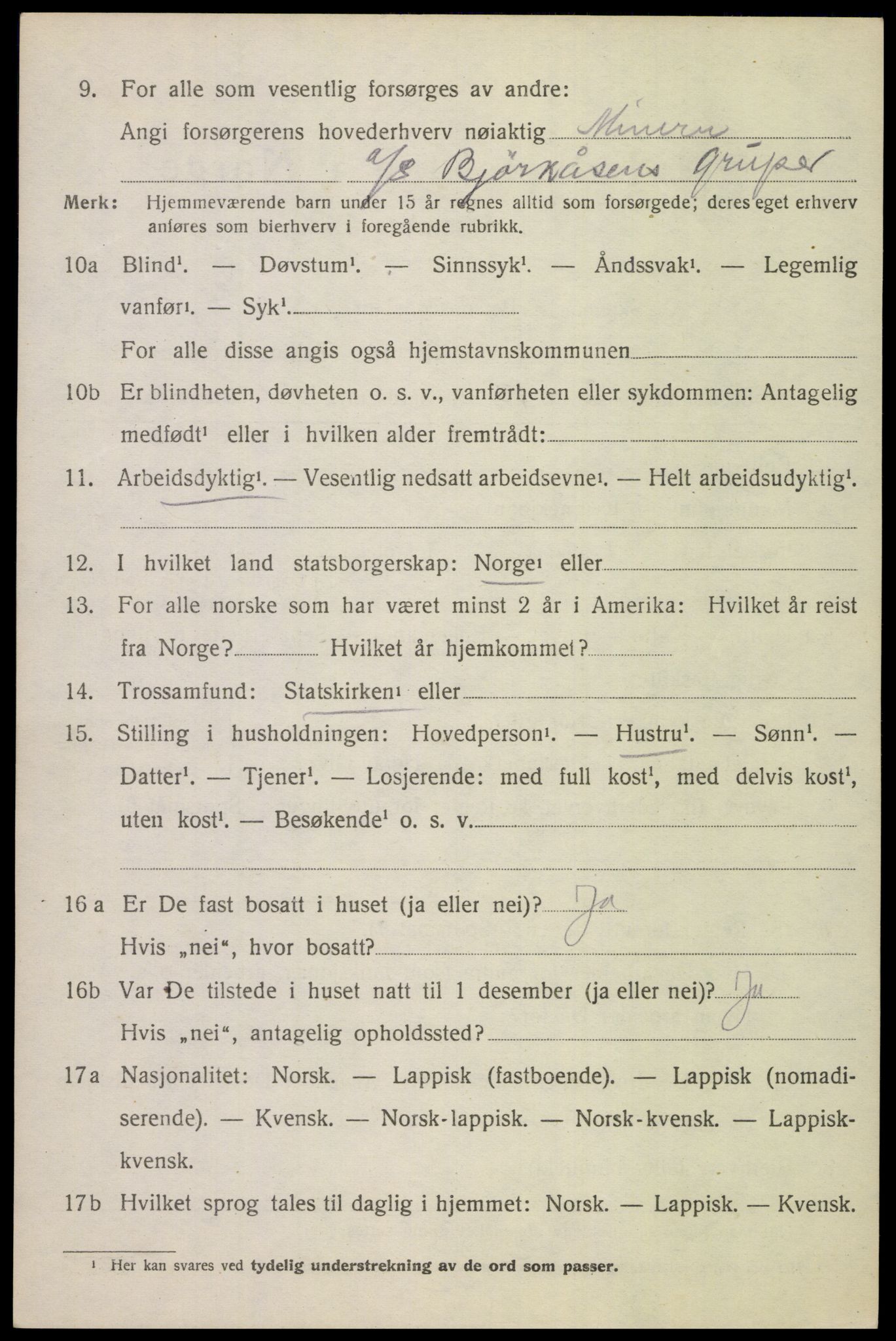 SAT, 1920 census for Evenes, 1920, p. 9087