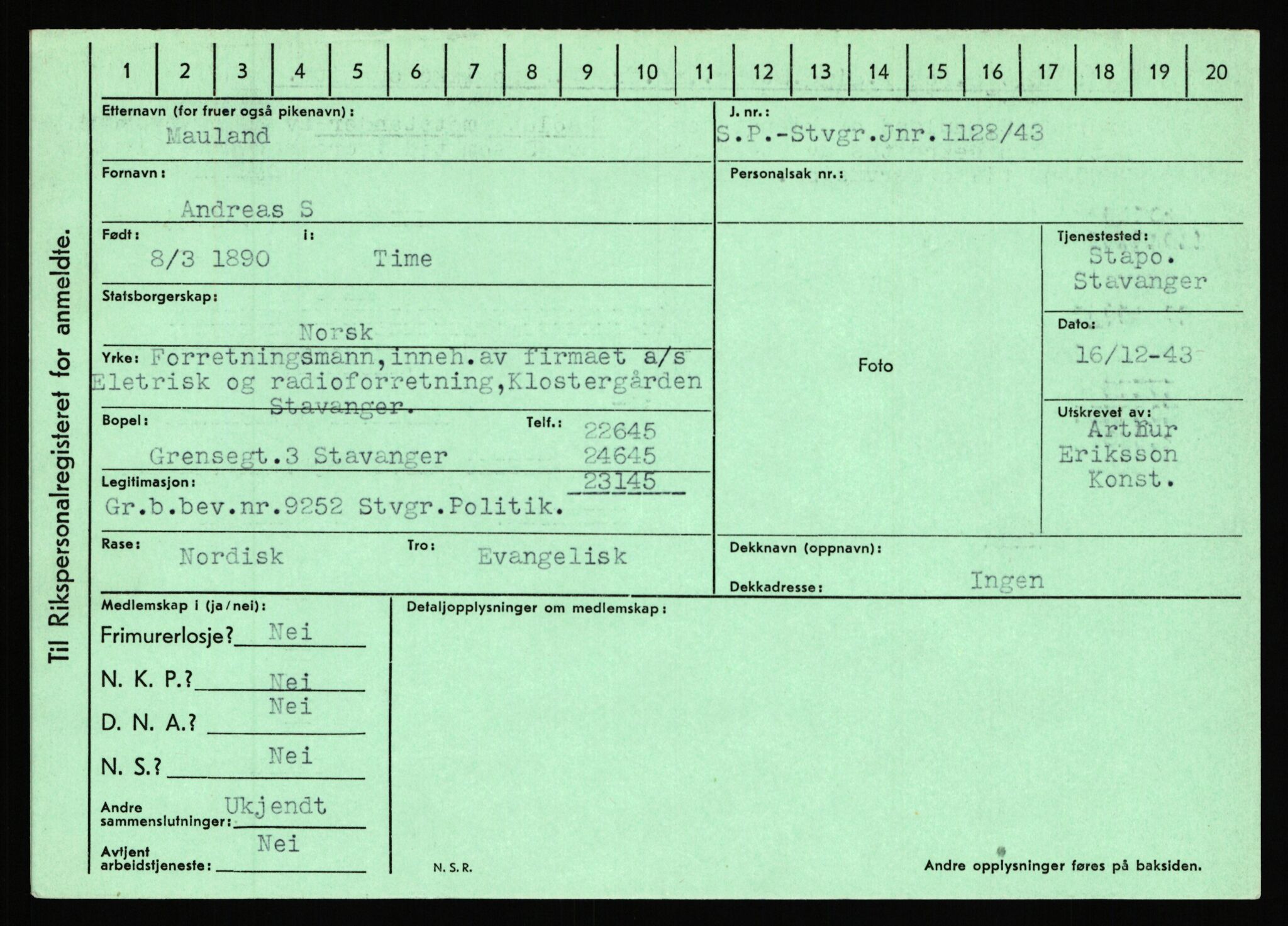 Statspolitiet - Hovedkontoret / Osloavdelingen, AV/RA-S-1329/C/Ca/L0010: Lind - Moksnes, 1943-1945, p. 3443