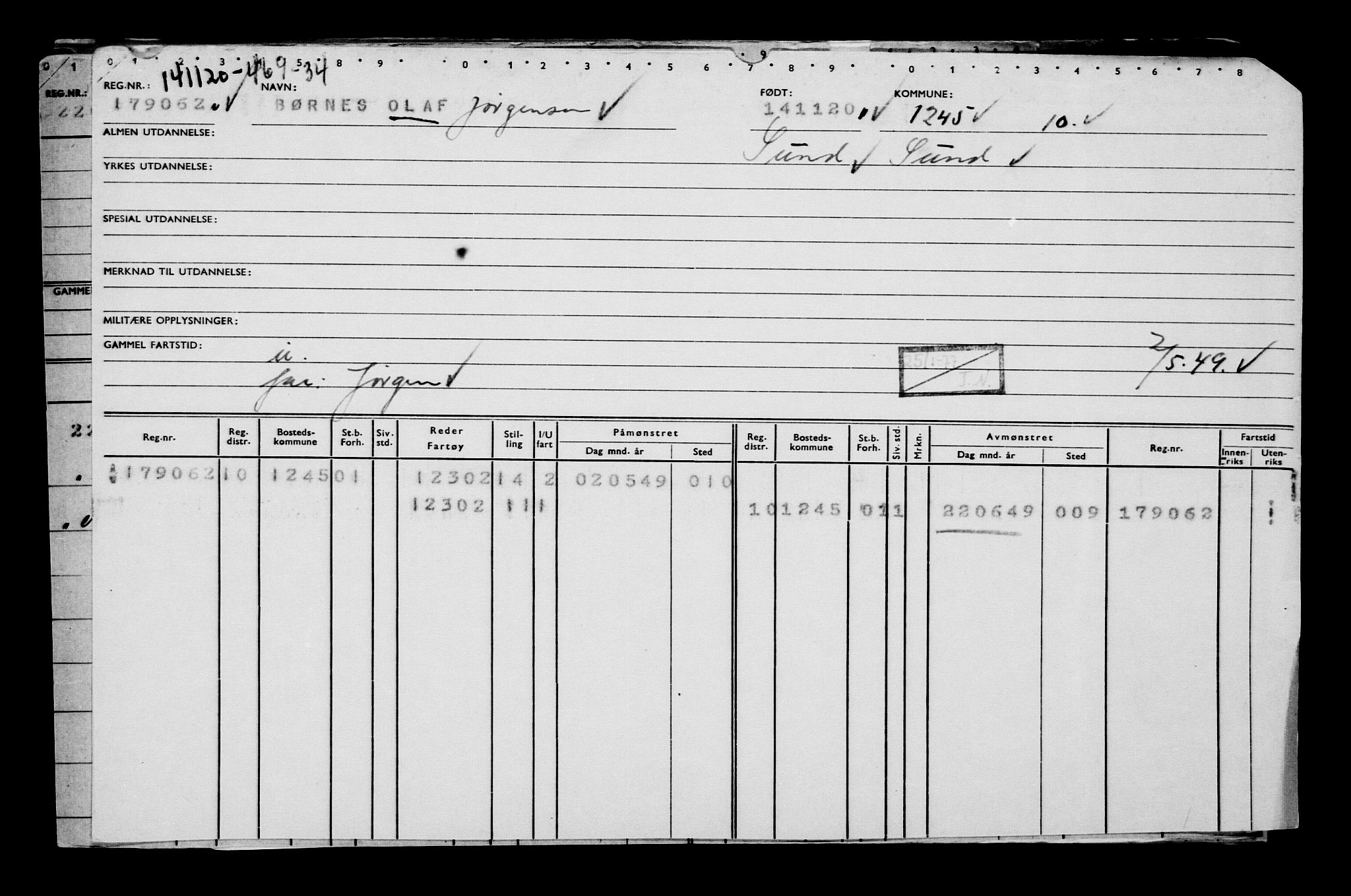 Direktoratet for sjømenn, AV/RA-S-3545/G/Gb/L0187: Hovedkort, 1920, p. 299