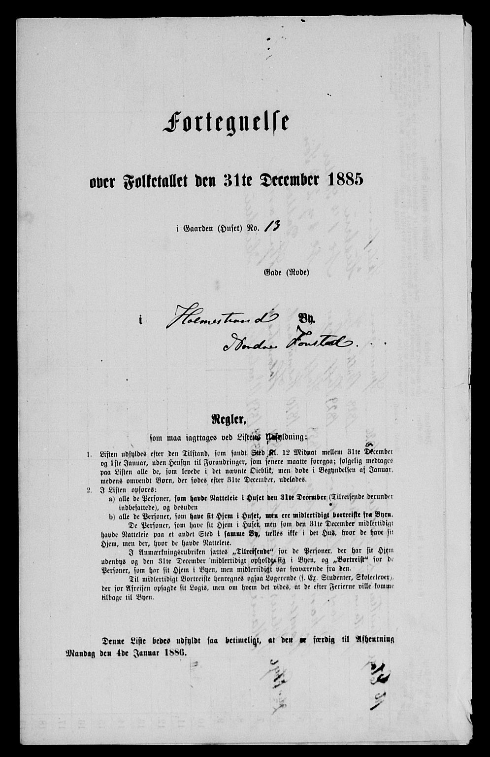 SAKO, 1885 census for 0702 Holmestrand, 1885, p. 26