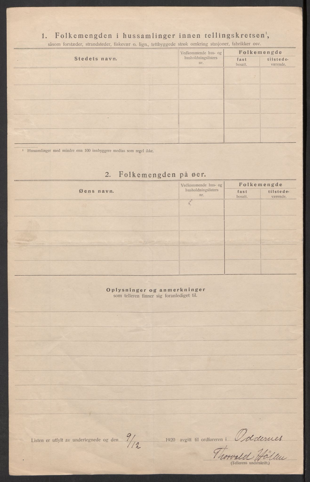 SAK, 1920 census for Oddernes, 1920, p. 51