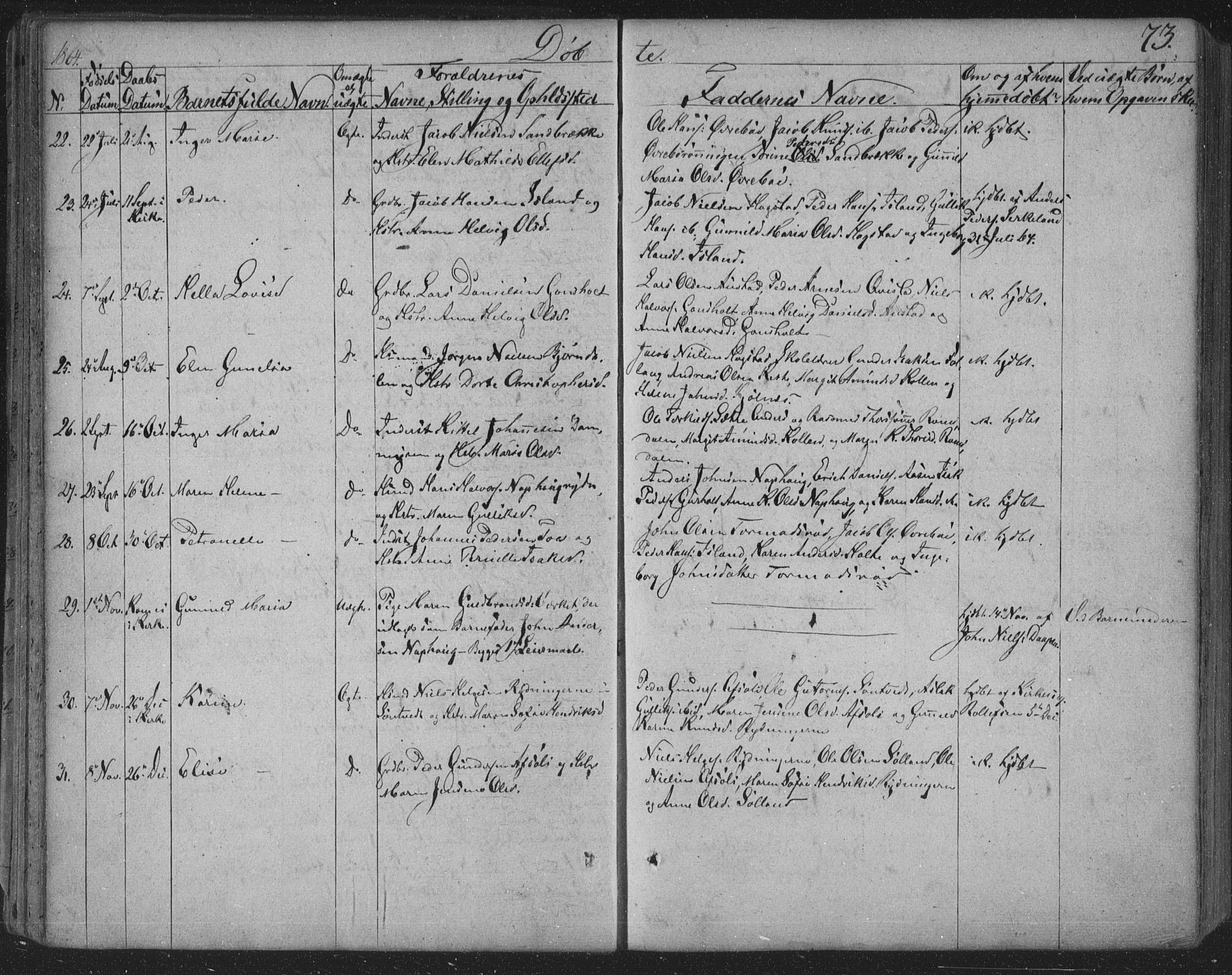 Siljan kirkebøker, SAKO/A-300/F/Fa/L0001: Parish register (official) no. 1, 1831-1870, p. 73
