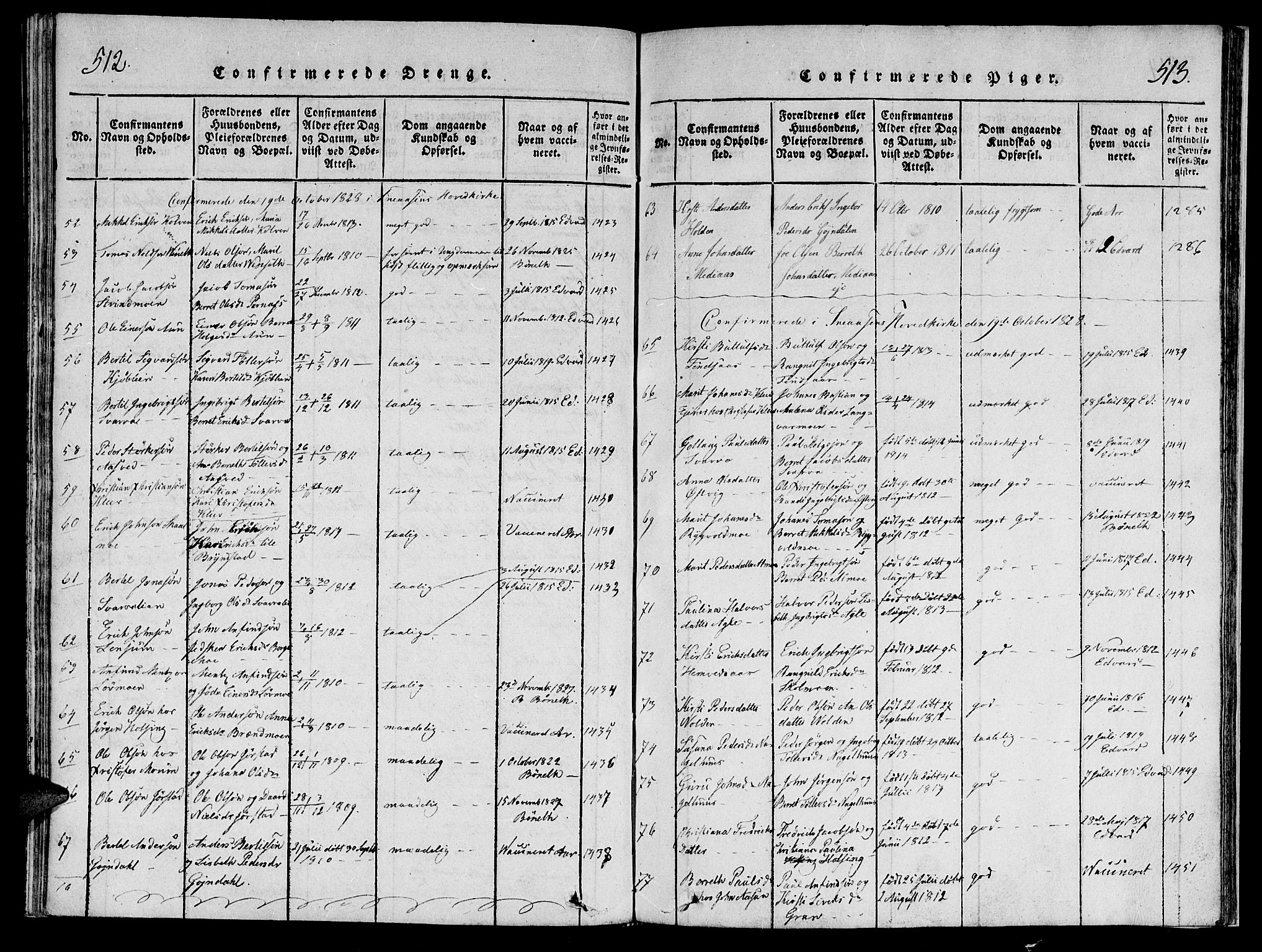 Ministerialprotokoller, klokkerbøker og fødselsregistre - Nord-Trøndelag, SAT/A-1458/749/L0479: Parish register (copy) no. 749C01, 1817-1829, p. 512-513