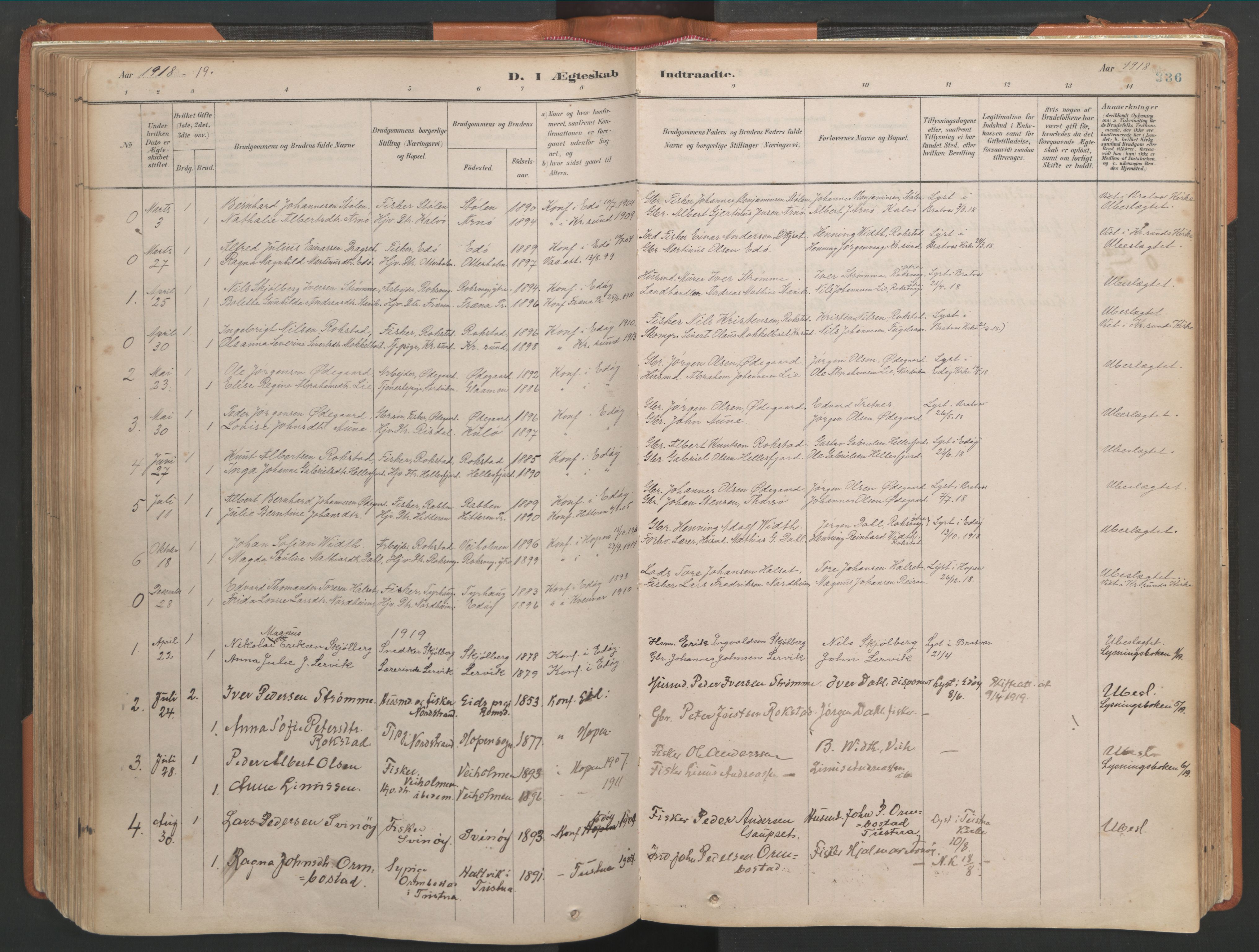 Ministerialprotokoller, klokkerbøker og fødselsregistre - Møre og Romsdal, AV/SAT-A-1454/581/L0941: Parish register (official) no. 581A09, 1880-1919, p. 336