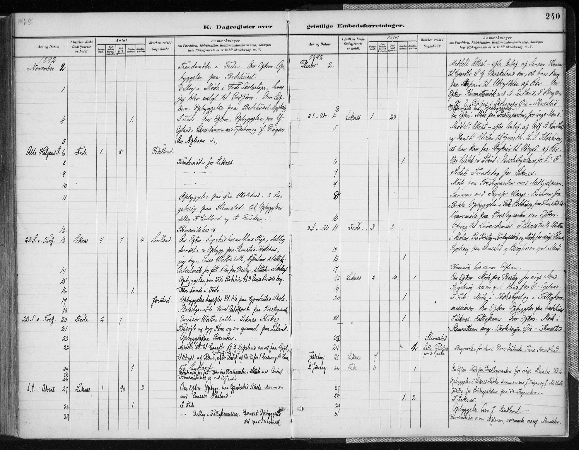 Kvinesdal sokneprestkontor, SAK/1111-0026/F/Fa/Fab/L0008: Parish register (official) no. A 8, 1886-1897, p. 240