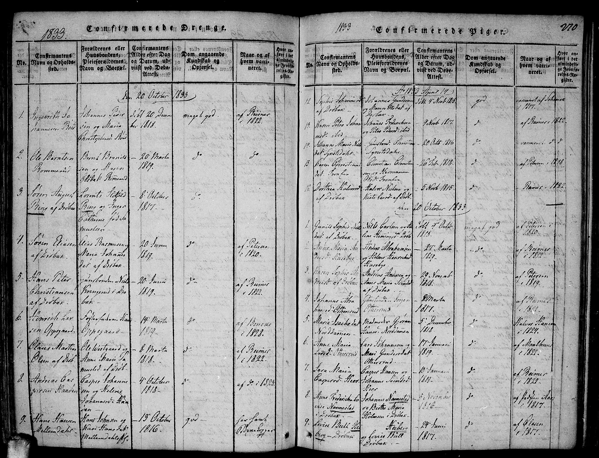 Drøbak prestekontor Kirkebøker, SAO/A-10142a/F/Fa/L0001: Parish register (official) no. I 1, 1816-1842, p. 270