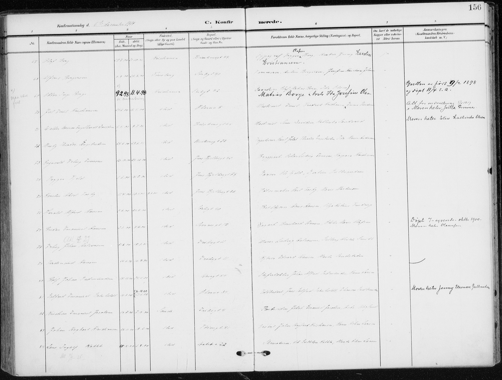 Kampen prestekontor Kirkebøker, AV/SAO-A-10853/F/Fa/L0011: Parish register (official) no. I 11, 1907-1917, p. 156