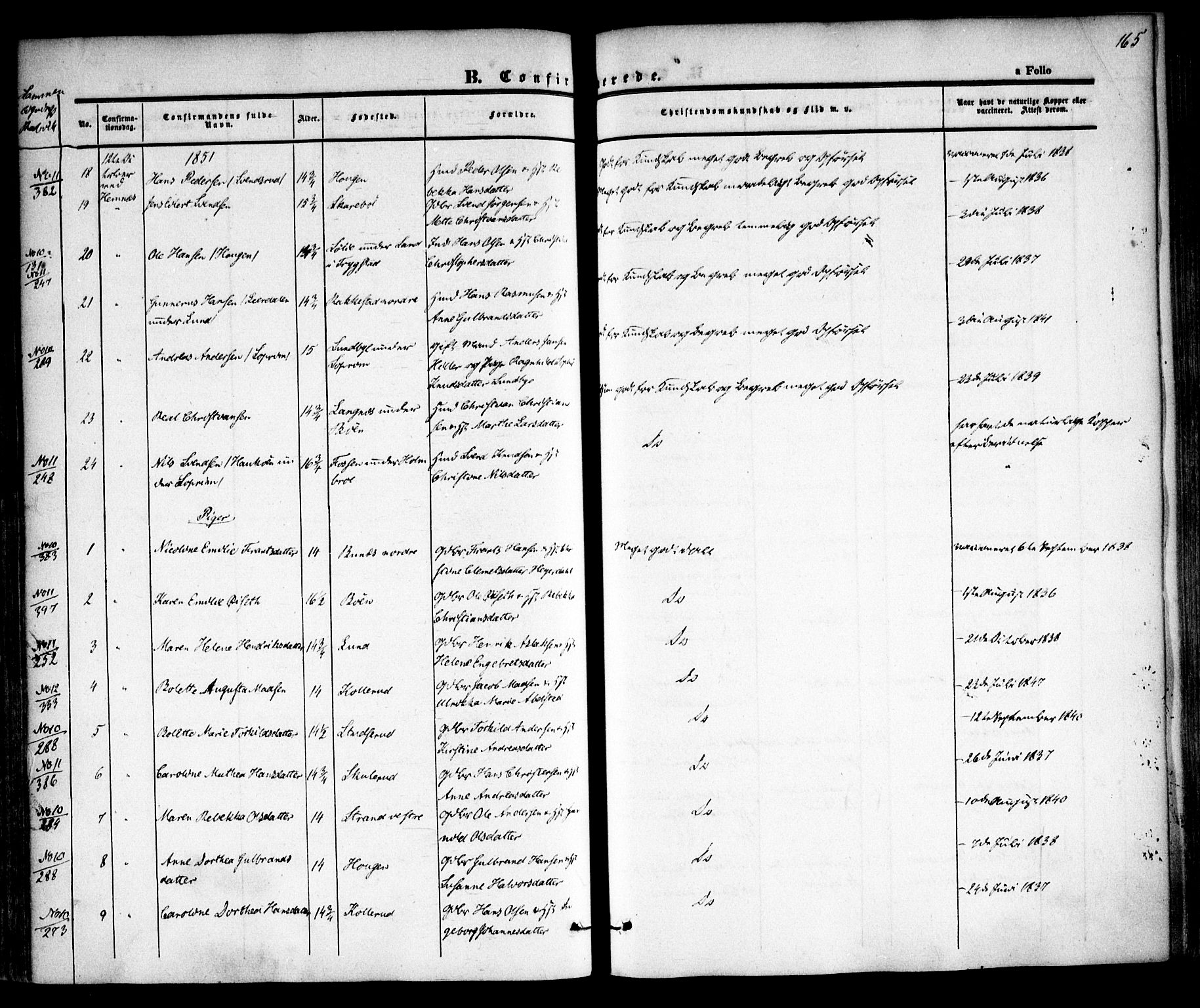 Høland prestekontor Kirkebøker, AV/SAO-A-10346a/F/Fa/L0009: Parish register (official) no. I 9, 1846-1853, p. 165