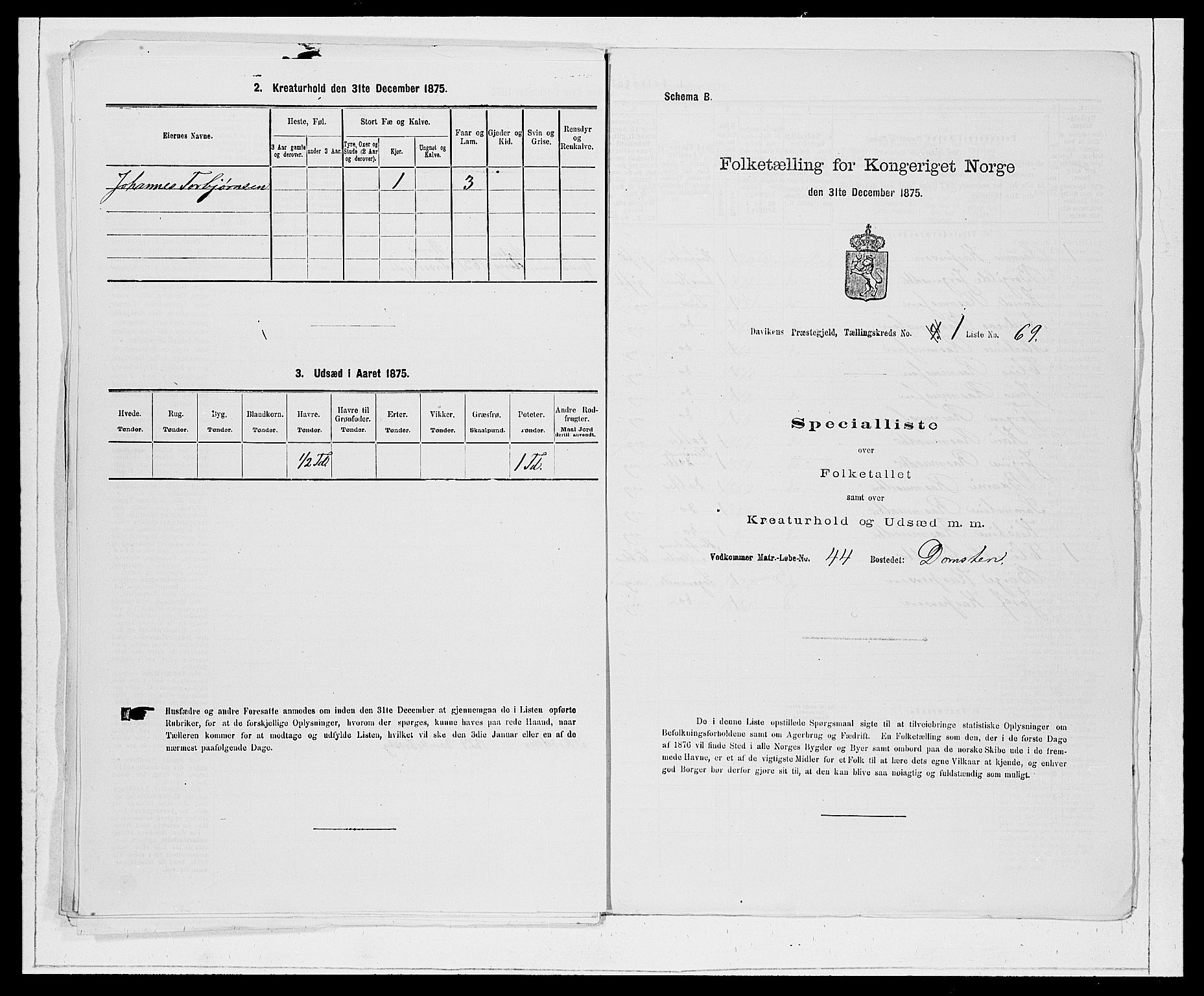 SAB, 1875 Census for 1442P Davik, 1875, p. 161