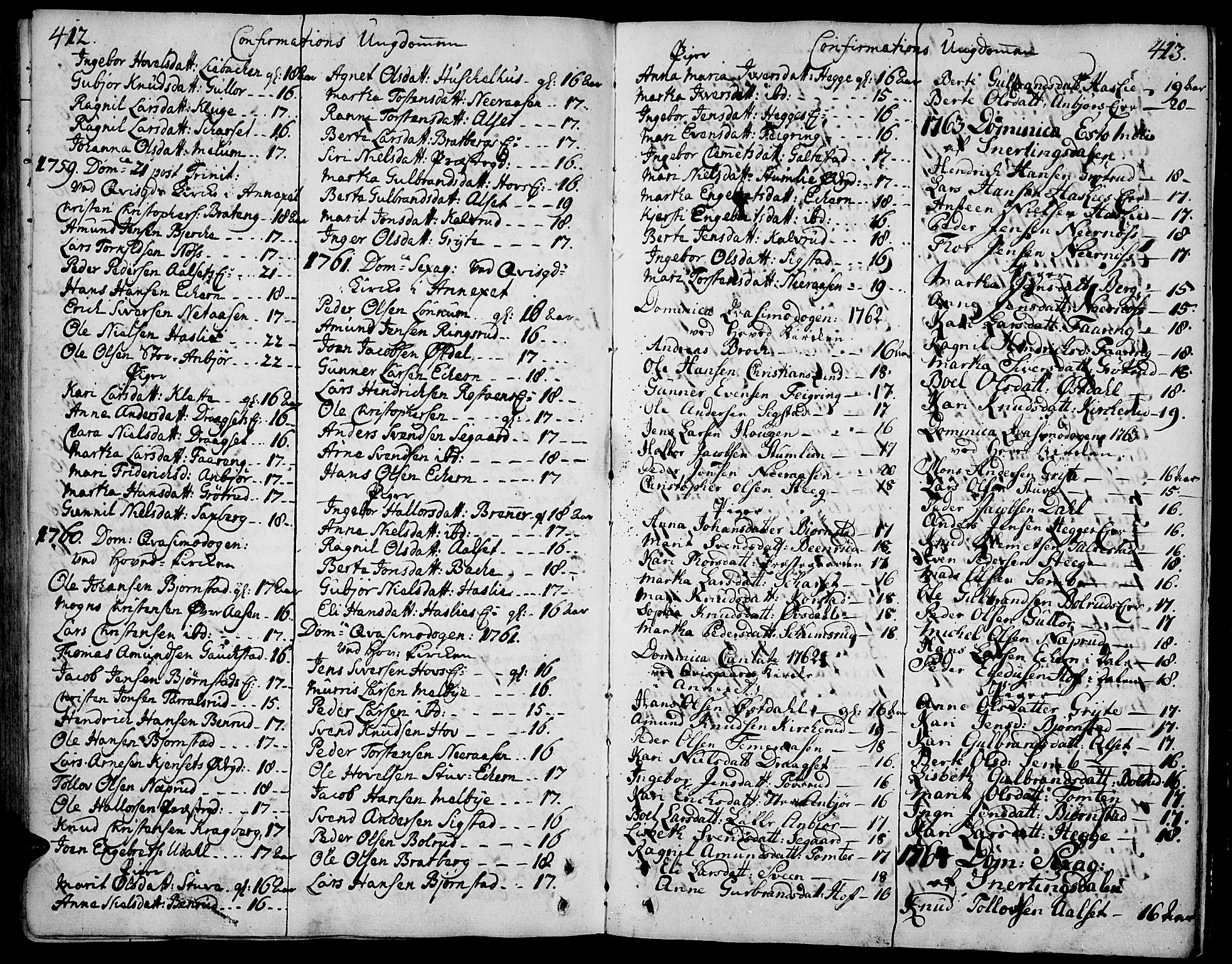 Biri prestekontor, SAH/PREST-096/H/Ha/Haa/L0002: Parish register (official) no. 2, 1754-1789, p. 412-413