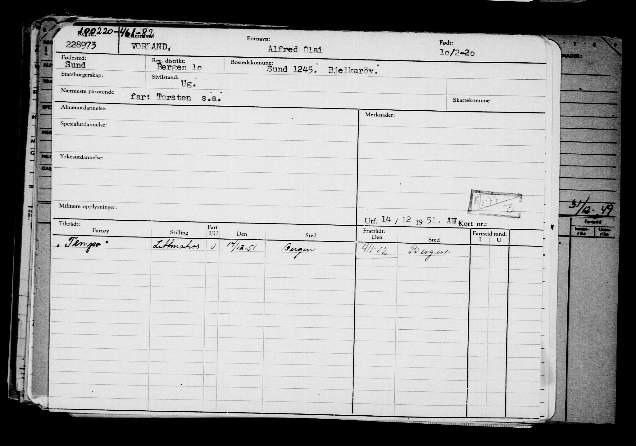 Direktoratet for sjømenn, AV/RA-S-3545/G/Gb/L0177: Hovedkort, 1920, p. 126