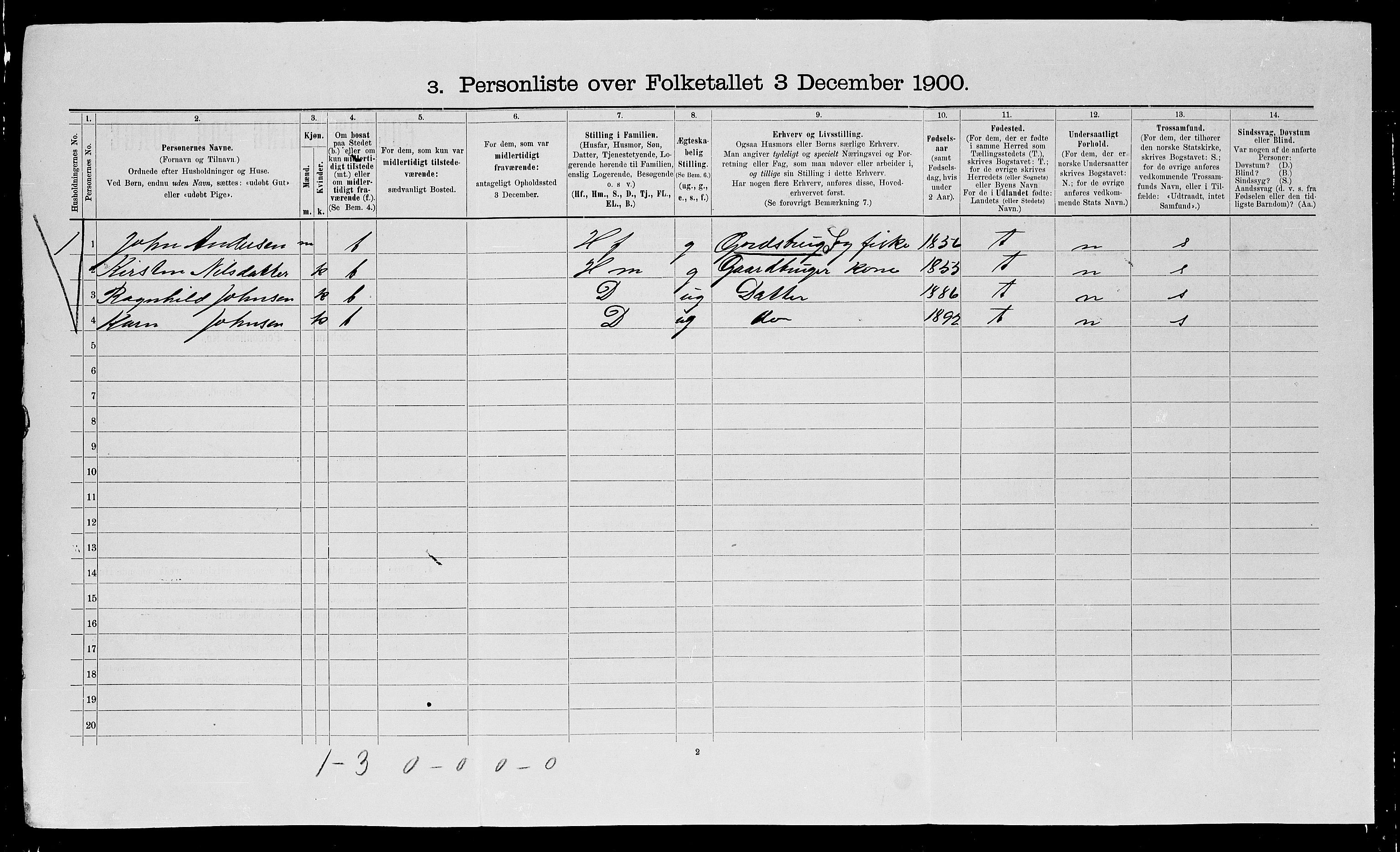 SATØ, 1900 census for Hammerfest, 1900, p. 167