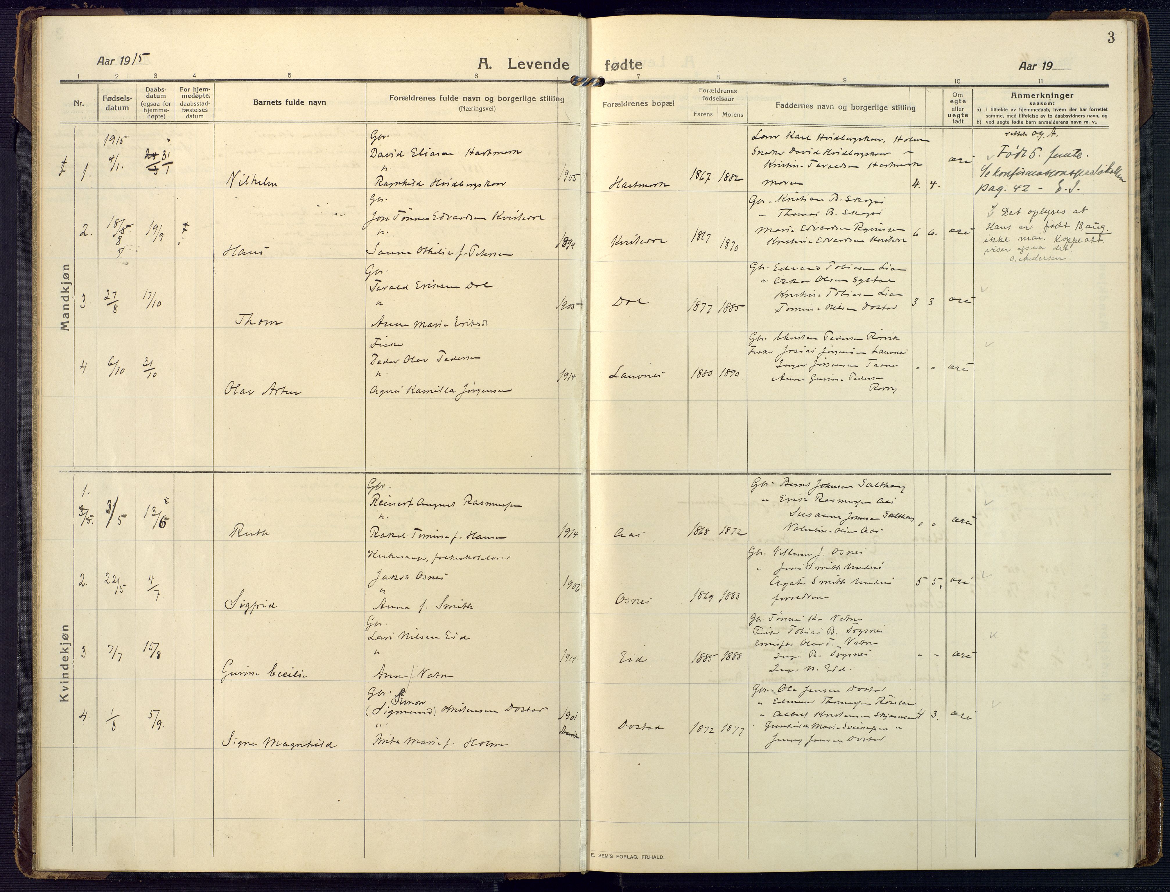 Mandal sokneprestkontor, SAK/1111-0030/F/Fa/Fab/L0003: Parish register (official) no. A 3, 1913-1933, p. 3
