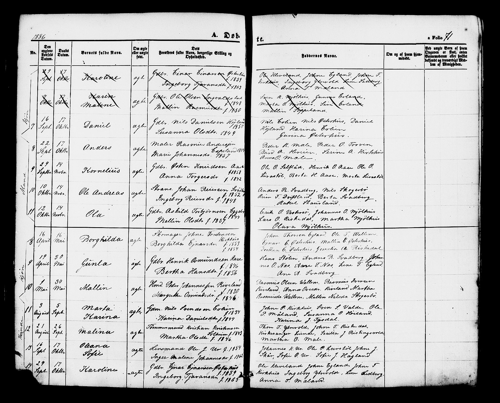 Hjelmeland sokneprestkontor, AV/SAST-A-101843/01/IV/L0012: Parish register (official) no. A 12, 1862-1886, p. 71