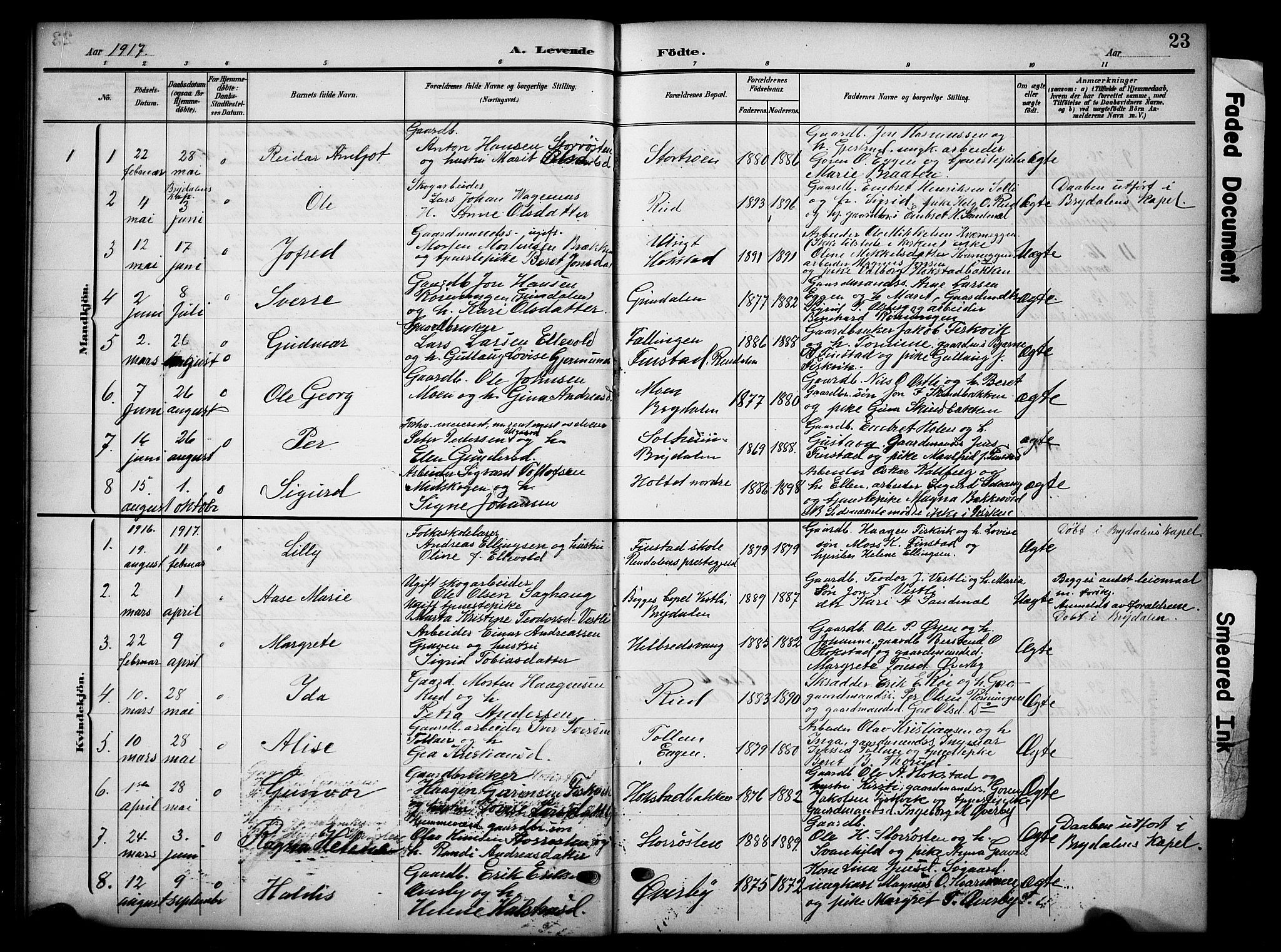 Tynset prestekontor, AV/SAH-PREST-058/H/Ha/Hab/L0010: Parish register (copy) no. 10, 1902-1929, p. 23