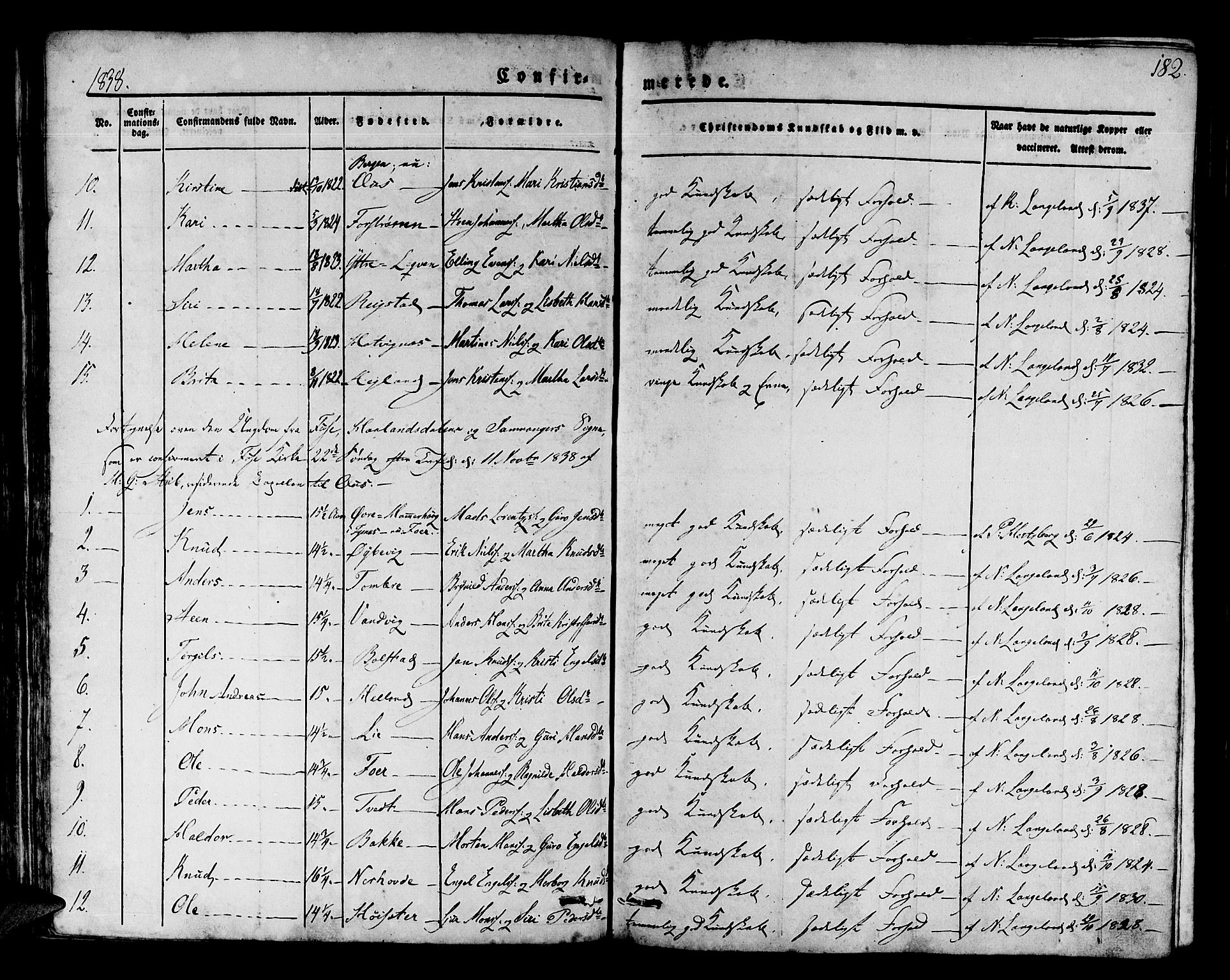 Os sokneprestembete, AV/SAB-A-99929: Parish register (official) no. A 14, 1826-1839, p. 182