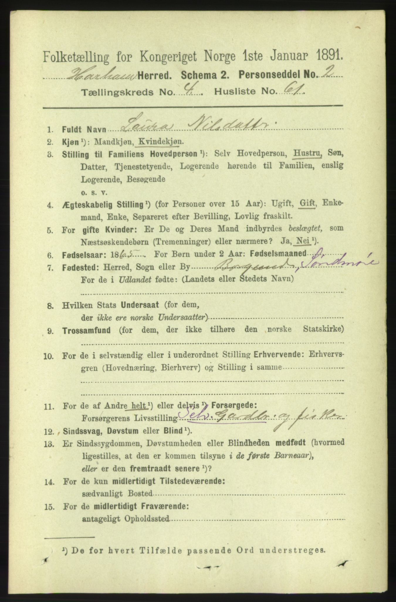 RA, 1891 census for 1534 Haram, 1891, p. 2324
