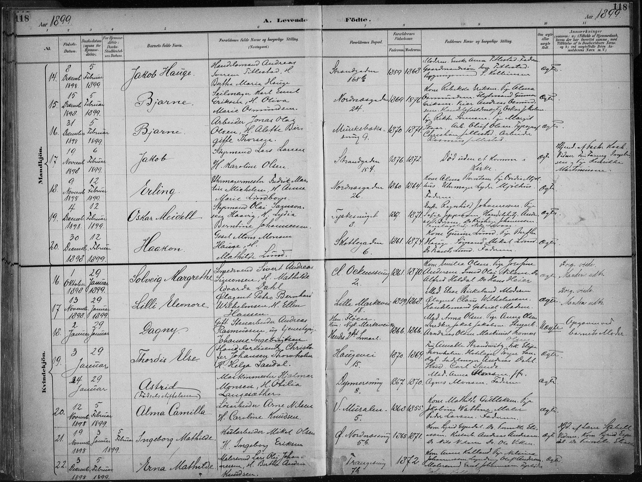 Nykirken Sokneprestembete, AV/SAB-A-77101/H/Haa/L0018: Parish register (official) no. B 6, 1895-1903, p. 118