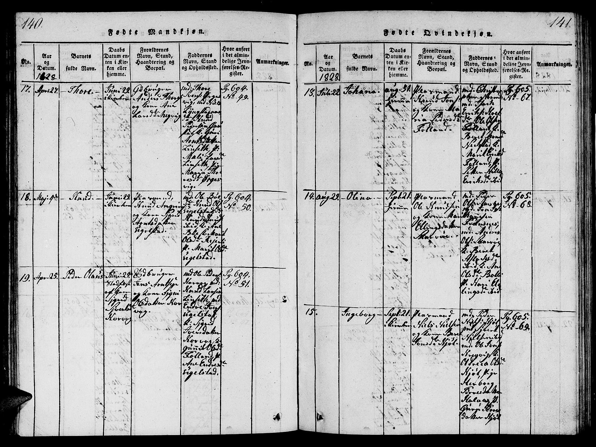 Ministerialprotokoller, klokkerbøker og fødselsregistre - Møre og Romsdal, AV/SAT-A-1454/570/L0831: Parish register (official) no. 570A05, 1819-1829, p. 140-141