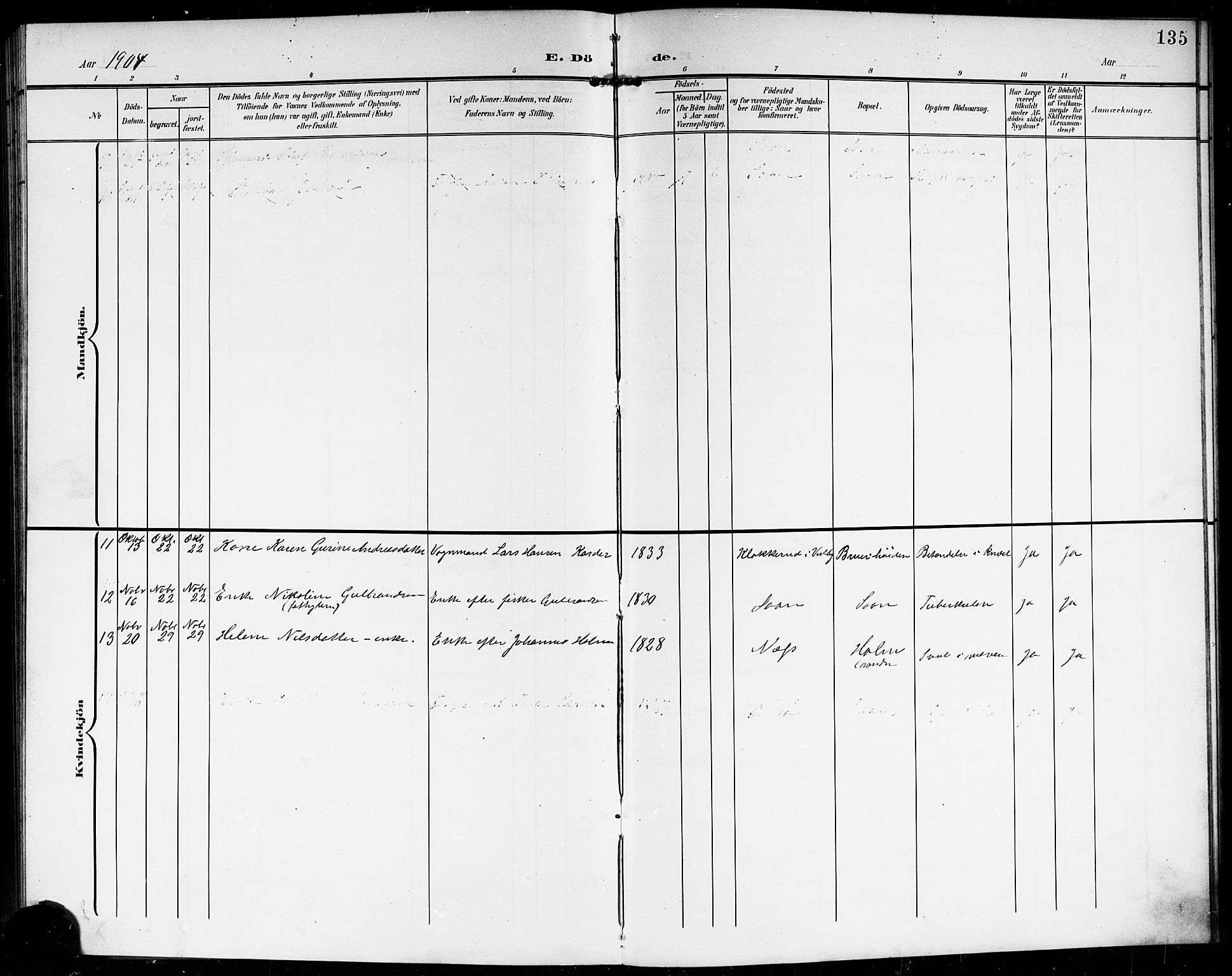 Vestby prestekontor Kirkebøker, AV/SAO-A-10893/G/Gb/L0002: Parish register (copy) no. II 2, 1903-1914, p. 135