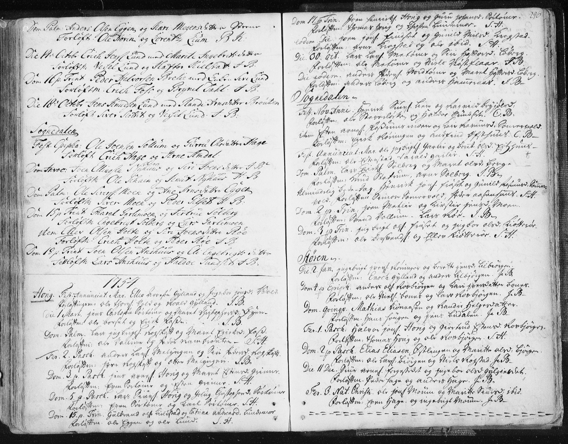 Ministerialprotokoller, klokkerbøker og fødselsregistre - Sør-Trøndelag, AV/SAT-A-1456/687/L0991: Parish register (official) no. 687A02, 1747-1790, p. 246