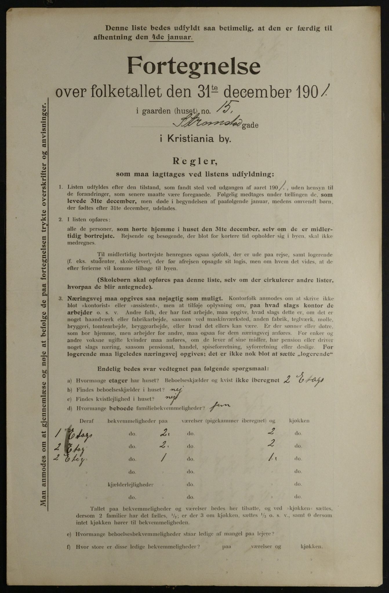 OBA, Municipal Census 1901 for Kristiania, 1901, p. 15995