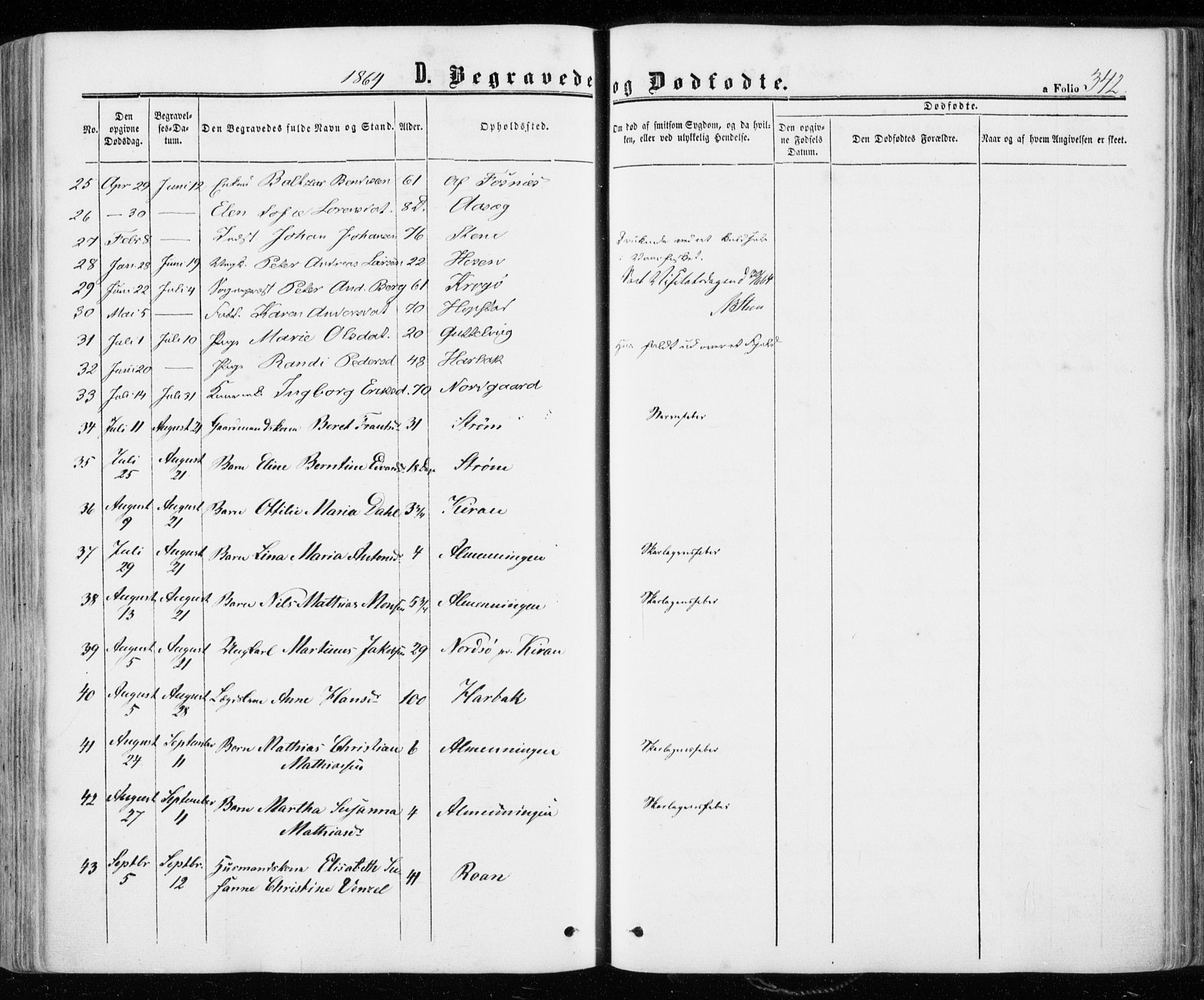 Ministerialprotokoller, klokkerbøker og fødselsregistre - Sør-Trøndelag, SAT/A-1456/657/L0705: Parish register (official) no. 657A06, 1858-1867, p. 342