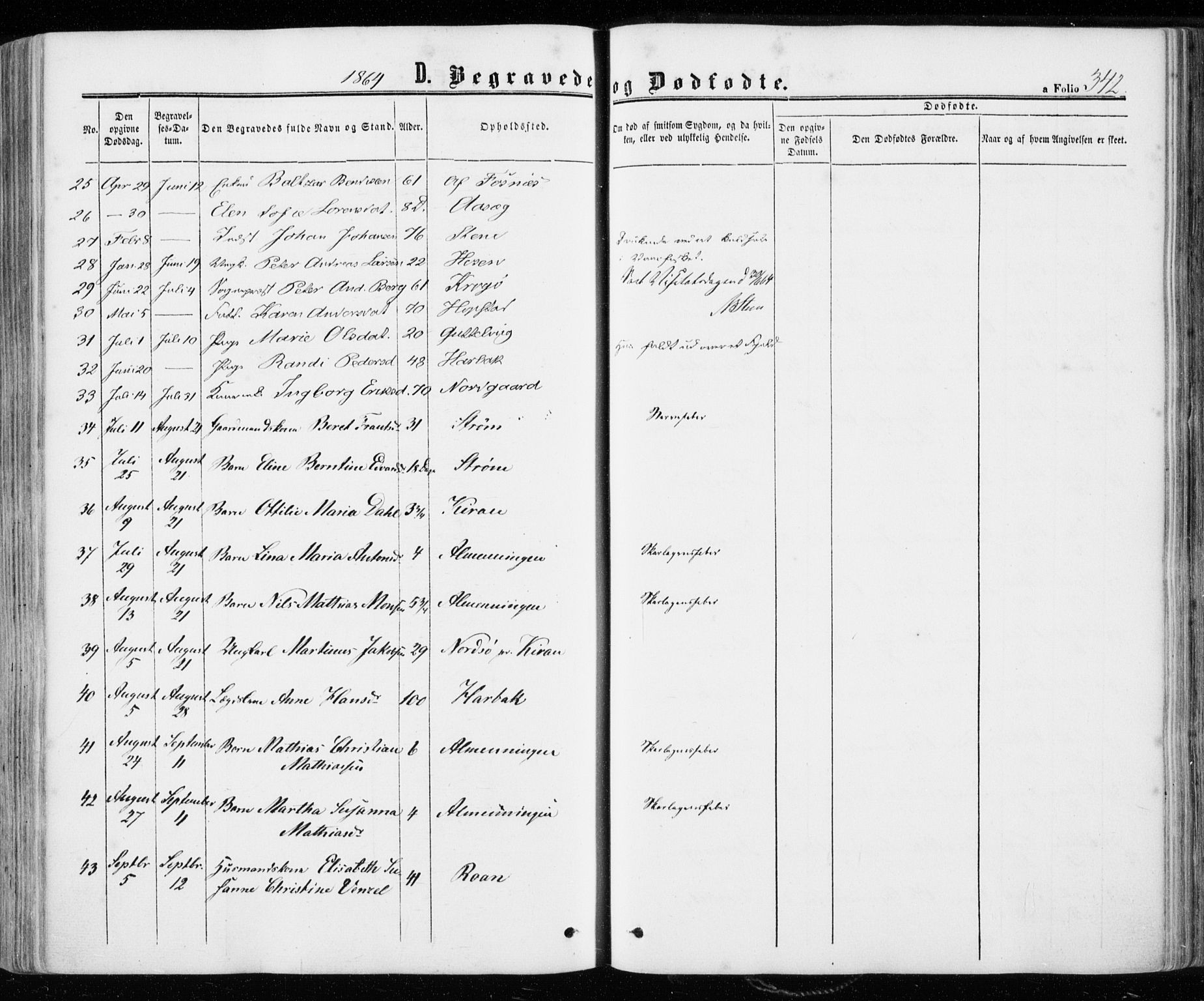 Ministerialprotokoller, klokkerbøker og fødselsregistre - Sør-Trøndelag, AV/SAT-A-1456/657/L0705: Parish register (official) no. 657A06, 1858-1867, p. 342