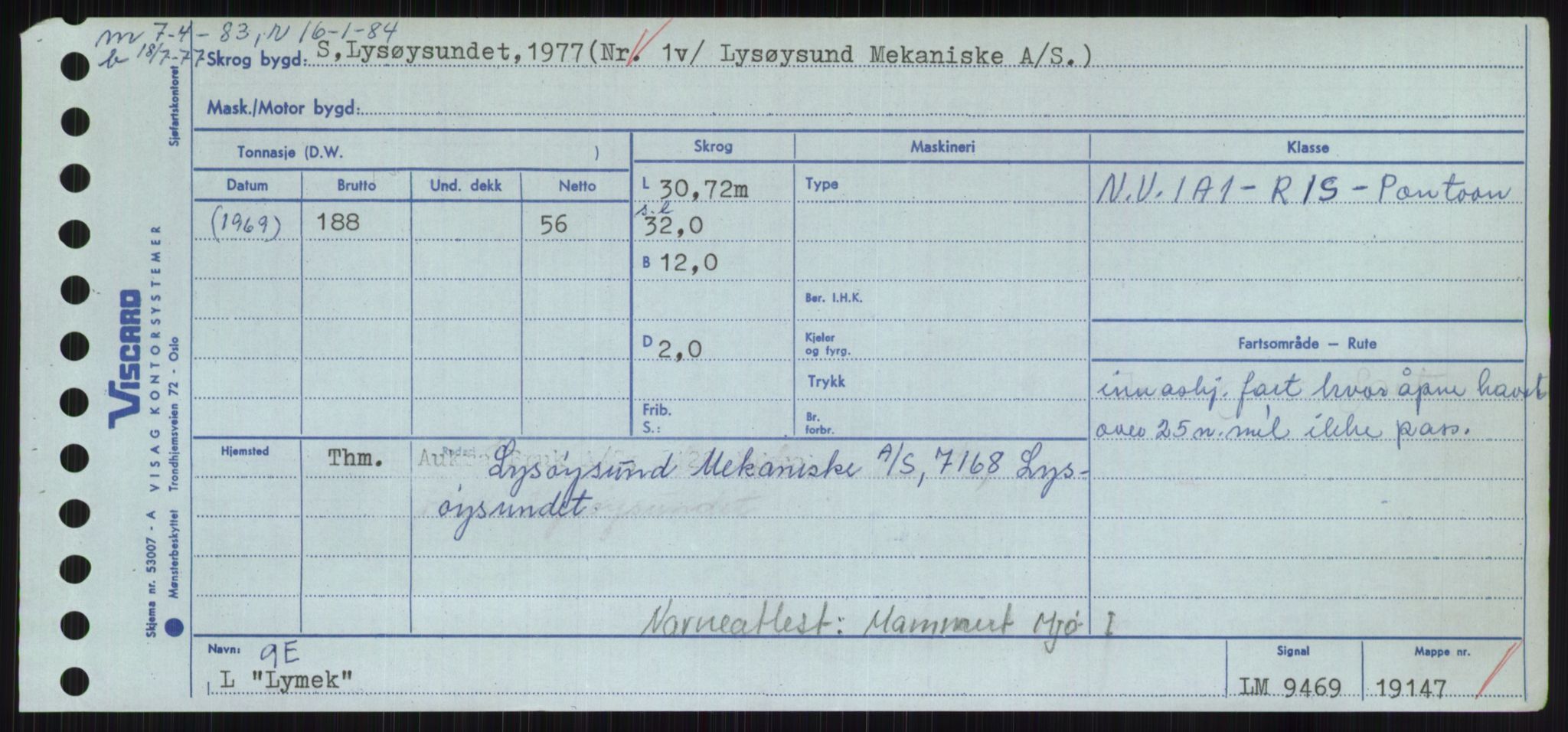 Sjøfartsdirektoratet med forløpere, Skipsmålingen, RA/S-1627/H/Hc/L0001: Lektere, A-Y, p. 287