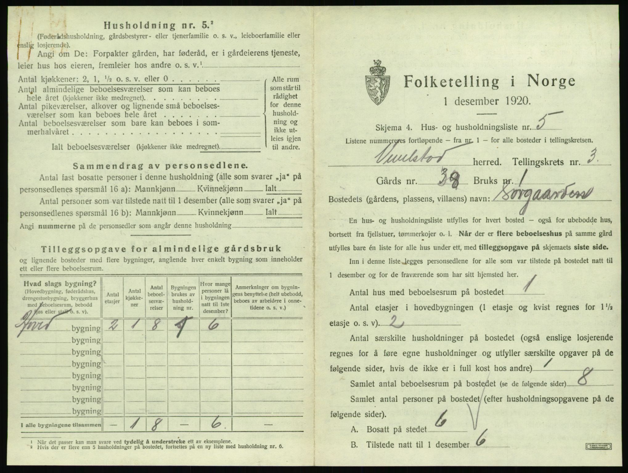 SAT, 1920 census for Vevelstad, 1920, p. 256