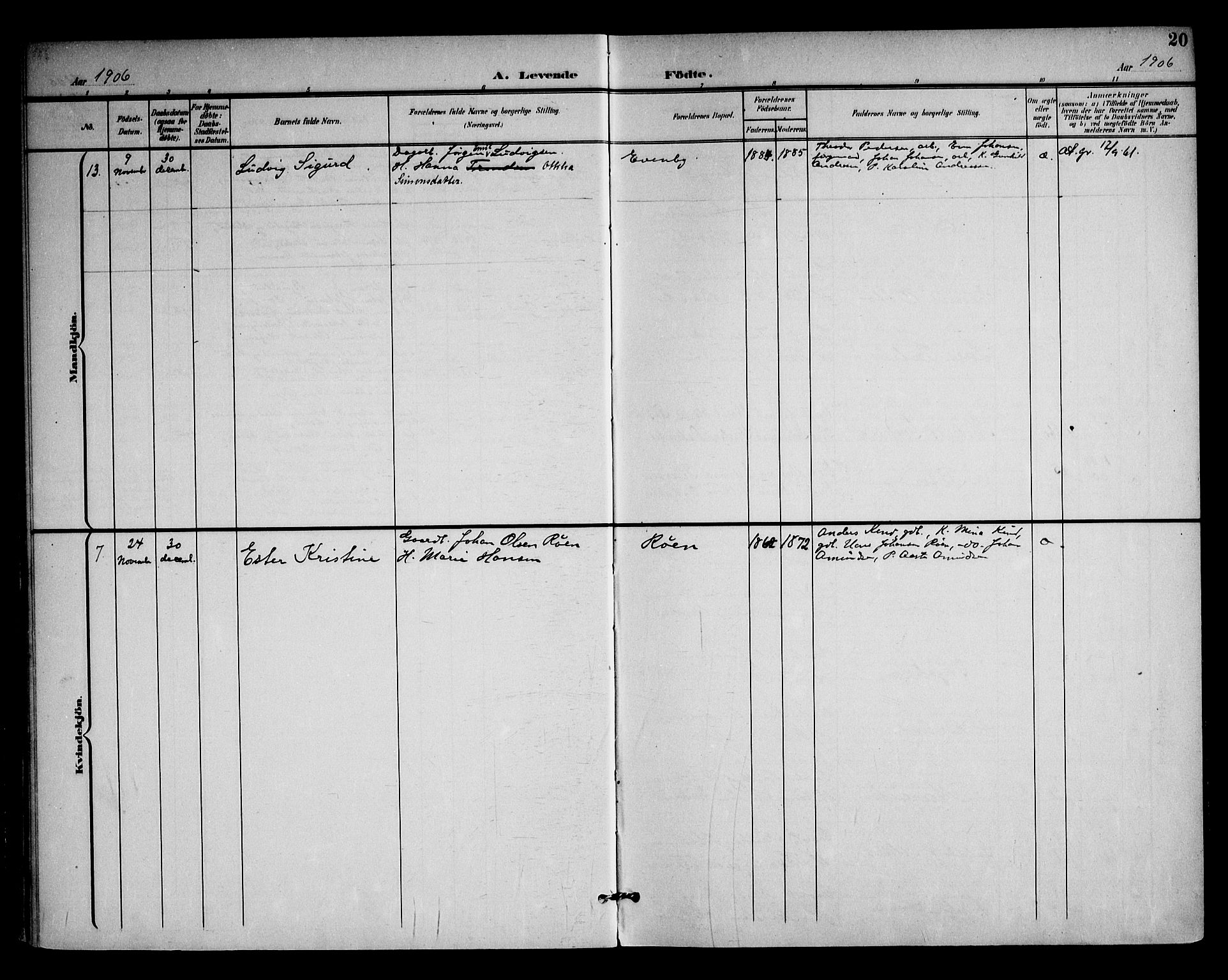 Rødenes prestekontor Kirkebøker, AV/SAO-A-2005/F/Fa/L0011: Parish register (official) no. I 11, 1901-1910, p. 20