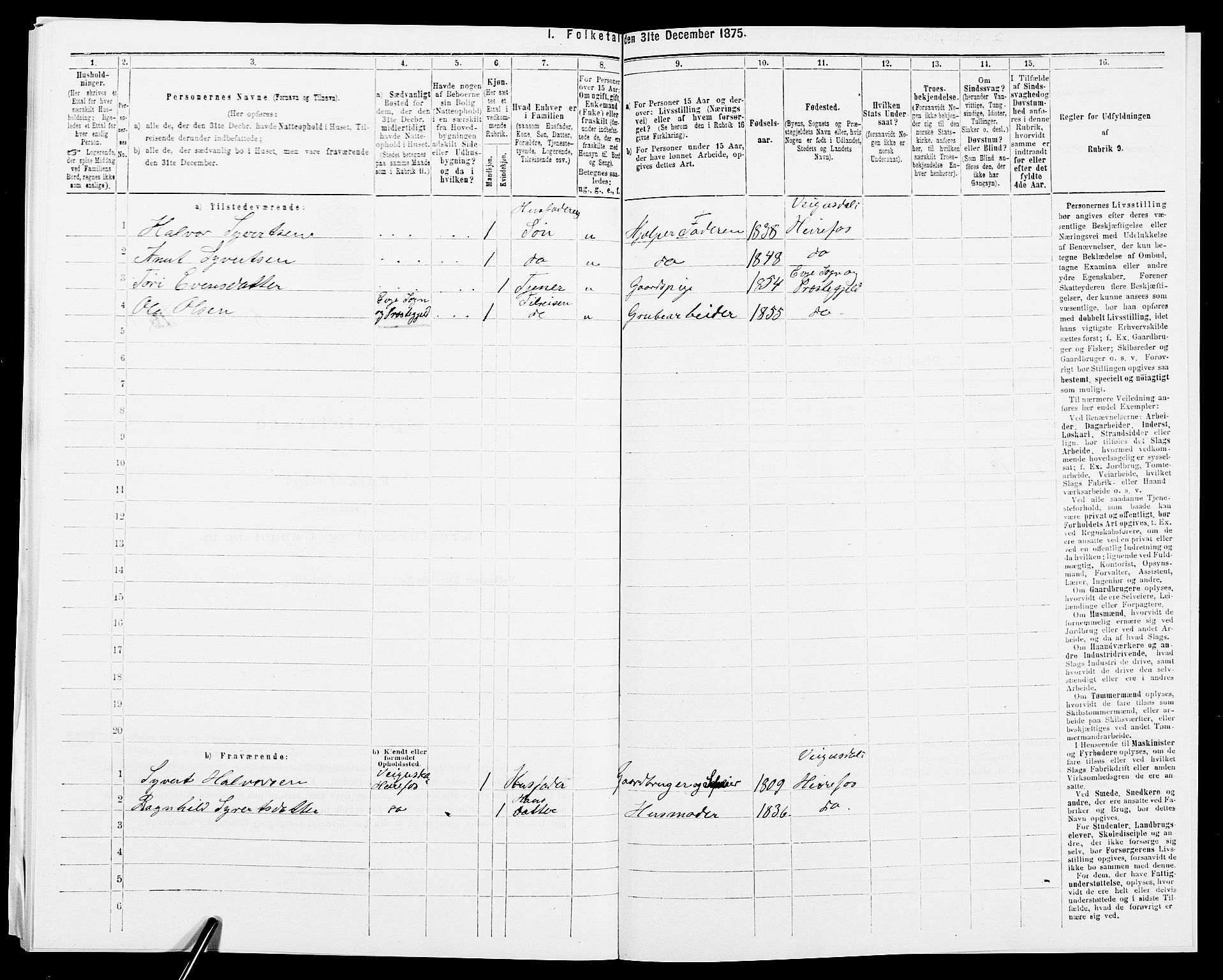 SAK, 1875 census for 0933P Herefoss, 1875, p. 468