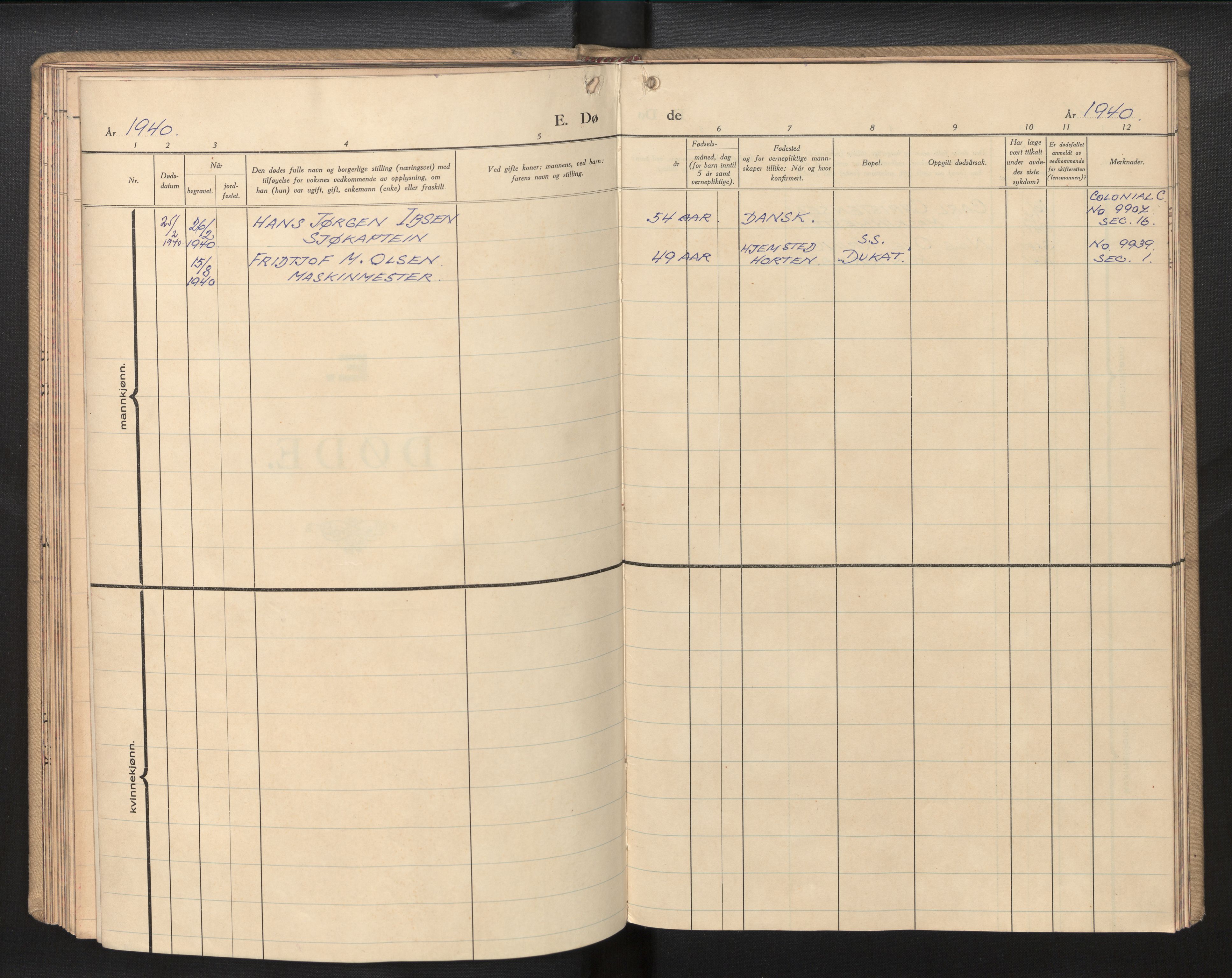 Den norske sjømannsmisjon i utlandet/Kinesiske havner (Shanghai-Hong Kong), AV/SAB-SAB/PA-0120/H/Ha/Haa/L0001: Parish register (official) no. A 1, 1940-1971