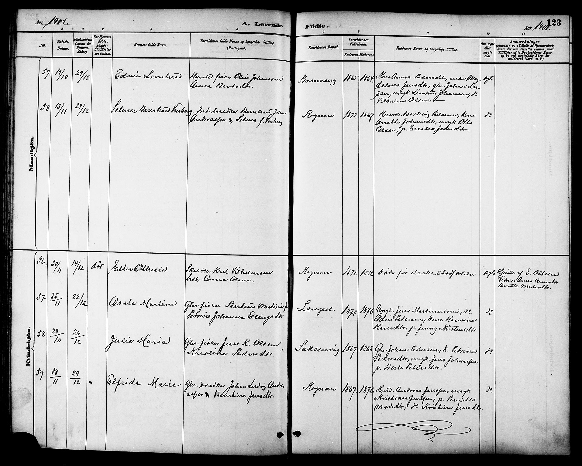 Ministerialprotokoller, klokkerbøker og fødselsregistre - Nordland, AV/SAT-A-1459/847/L0669: Parish register (official) no. 847A09, 1887-1901, p. 123
