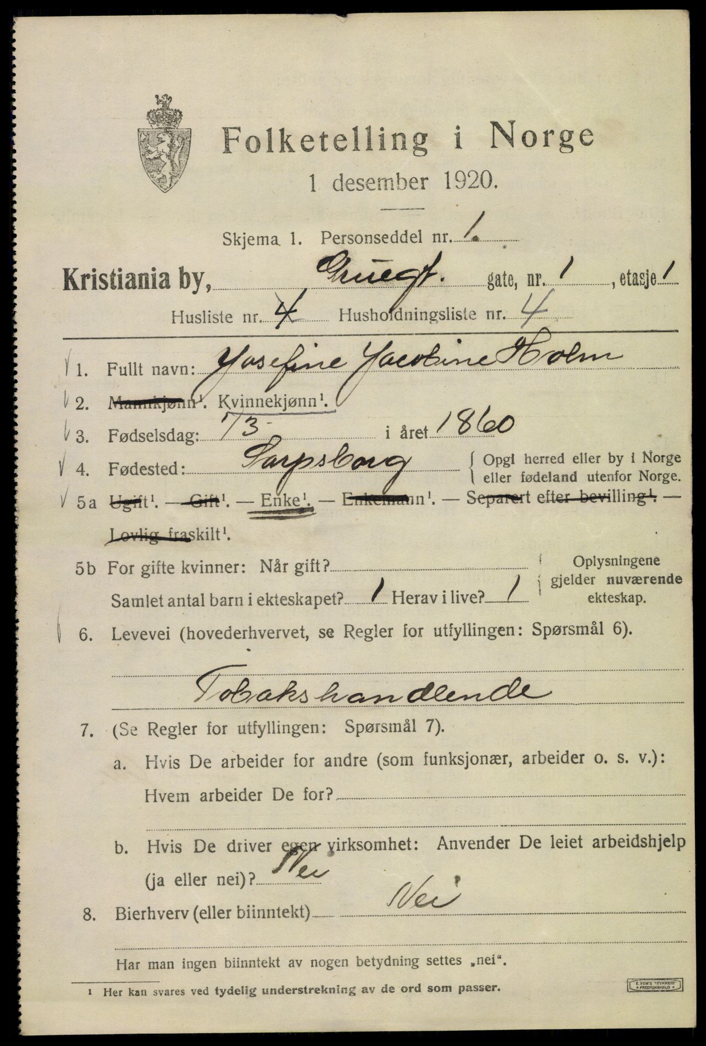 SAO, 1920 census for Kristiania, 1920, p. 252473