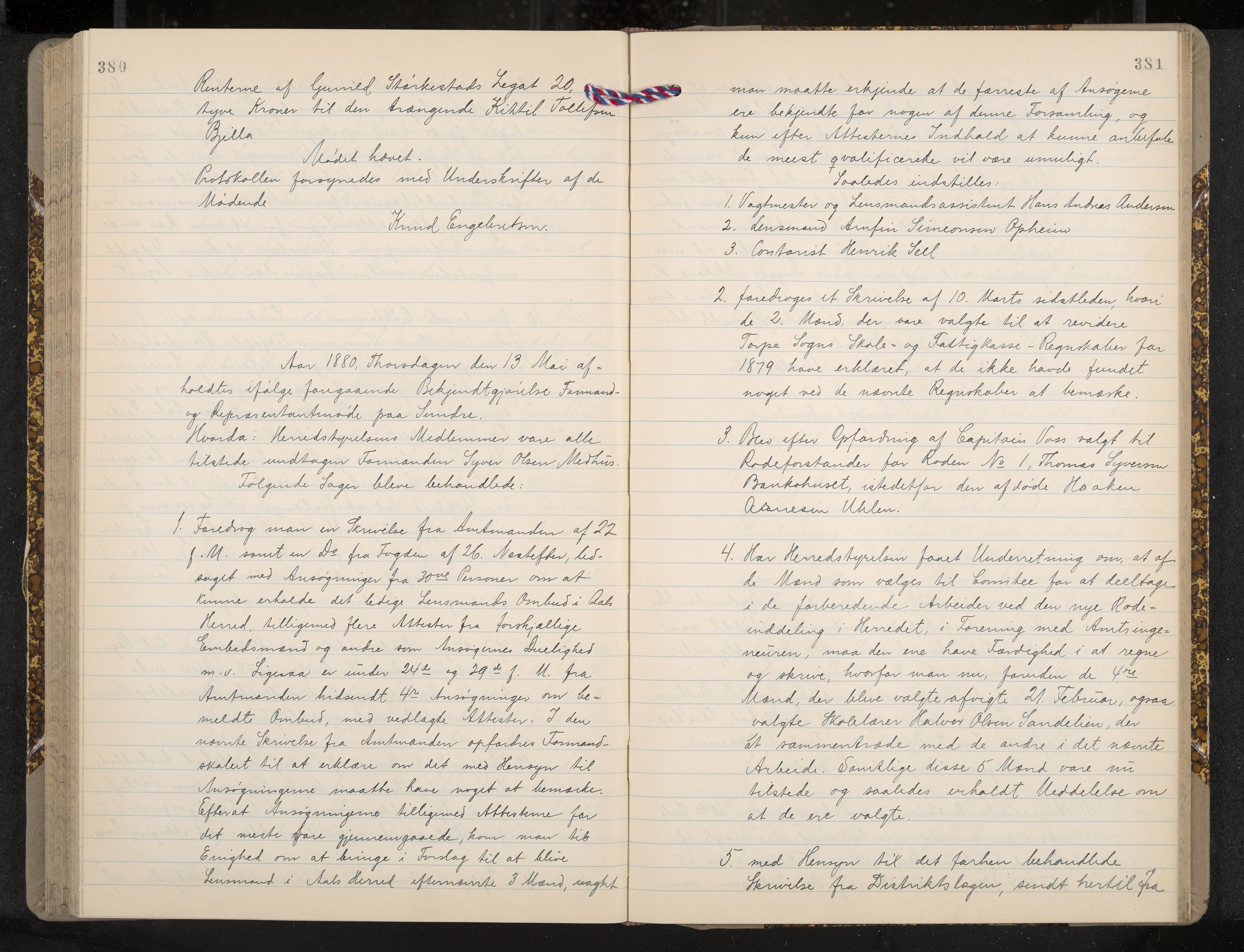 Ål formannskap og sentraladministrasjon, IKAK/0619021/A/Aa/L0003: Utskrift av møtebok, 1864-1880, p. 380-381