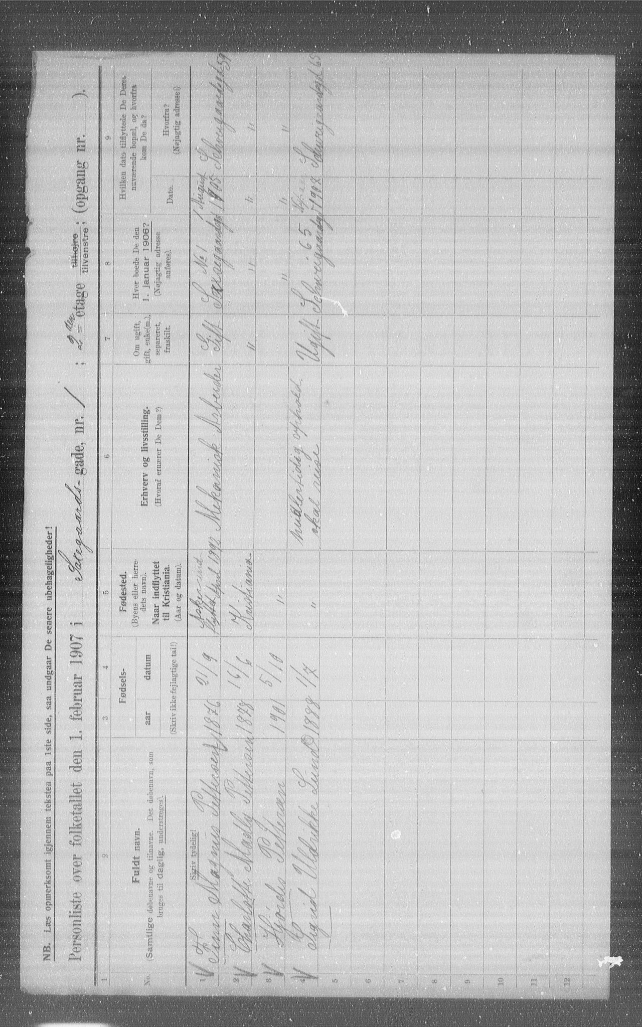 OBA, Municipal Census 1907 for Kristiania, 1907, p. 45677