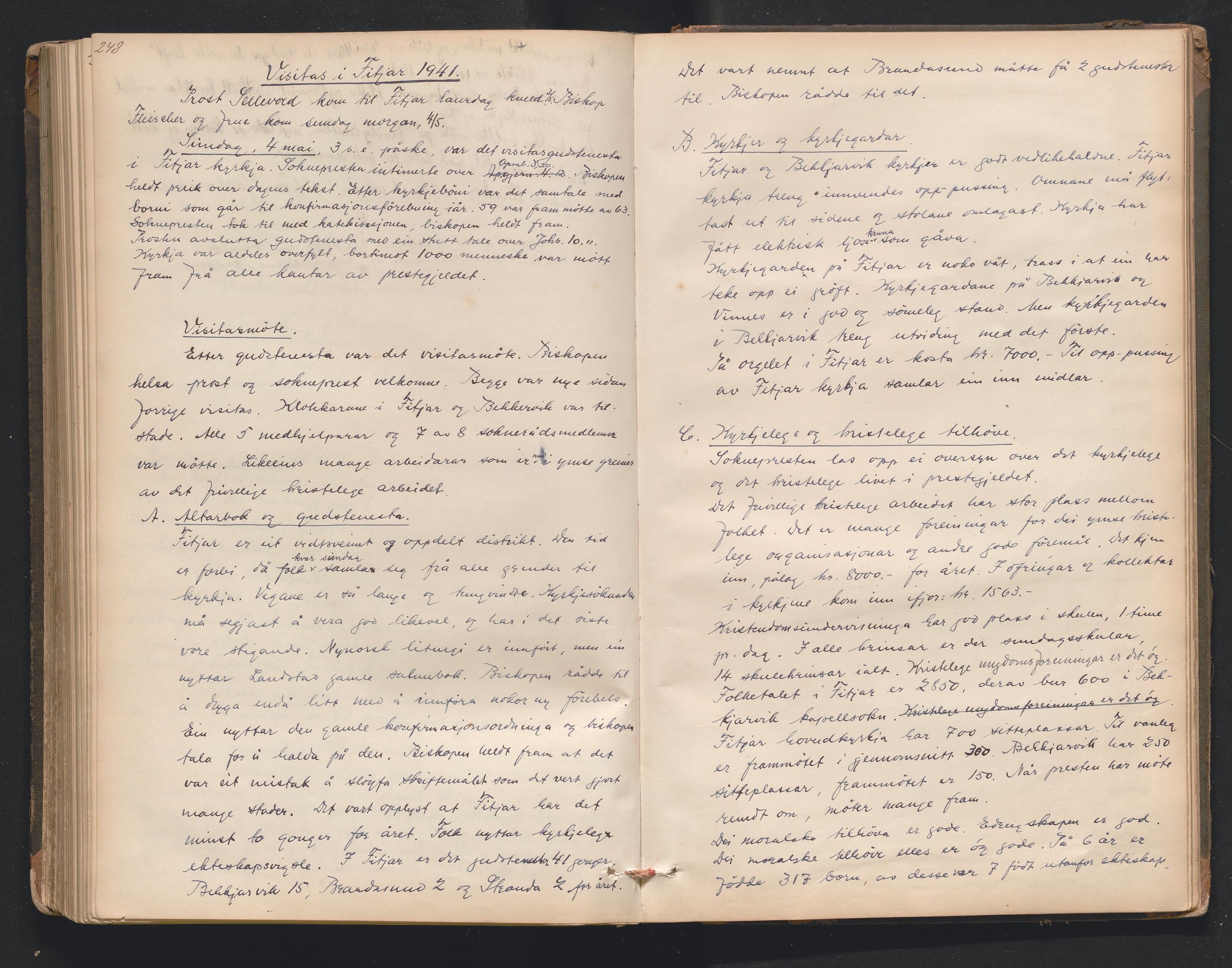 Nordre Sunnhordland prosti, AV/SAB-A-99912/F/L0001: Visitasprotokoll , 1860-1959, p. 248