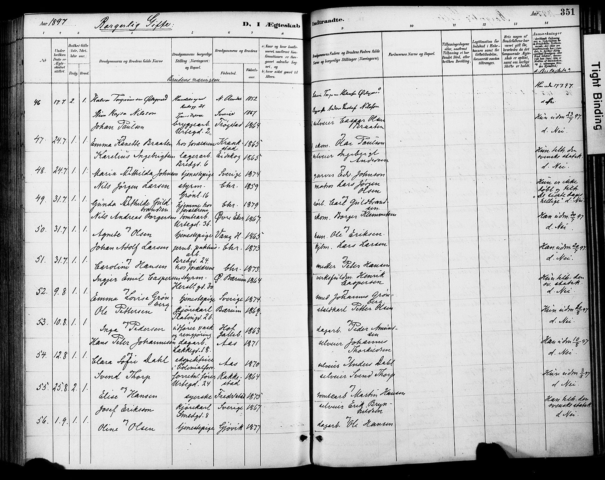 Grønland prestekontor Kirkebøker, SAO/A-10848/F/Fa/L0013: Parish register (official) no. 13, 1887-1906, p. 351